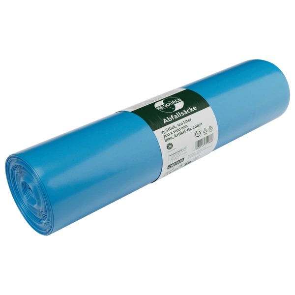 Deiss Standard Abfallsäcke aus Recycling-LDPE, 10 × 15 Stück – blau