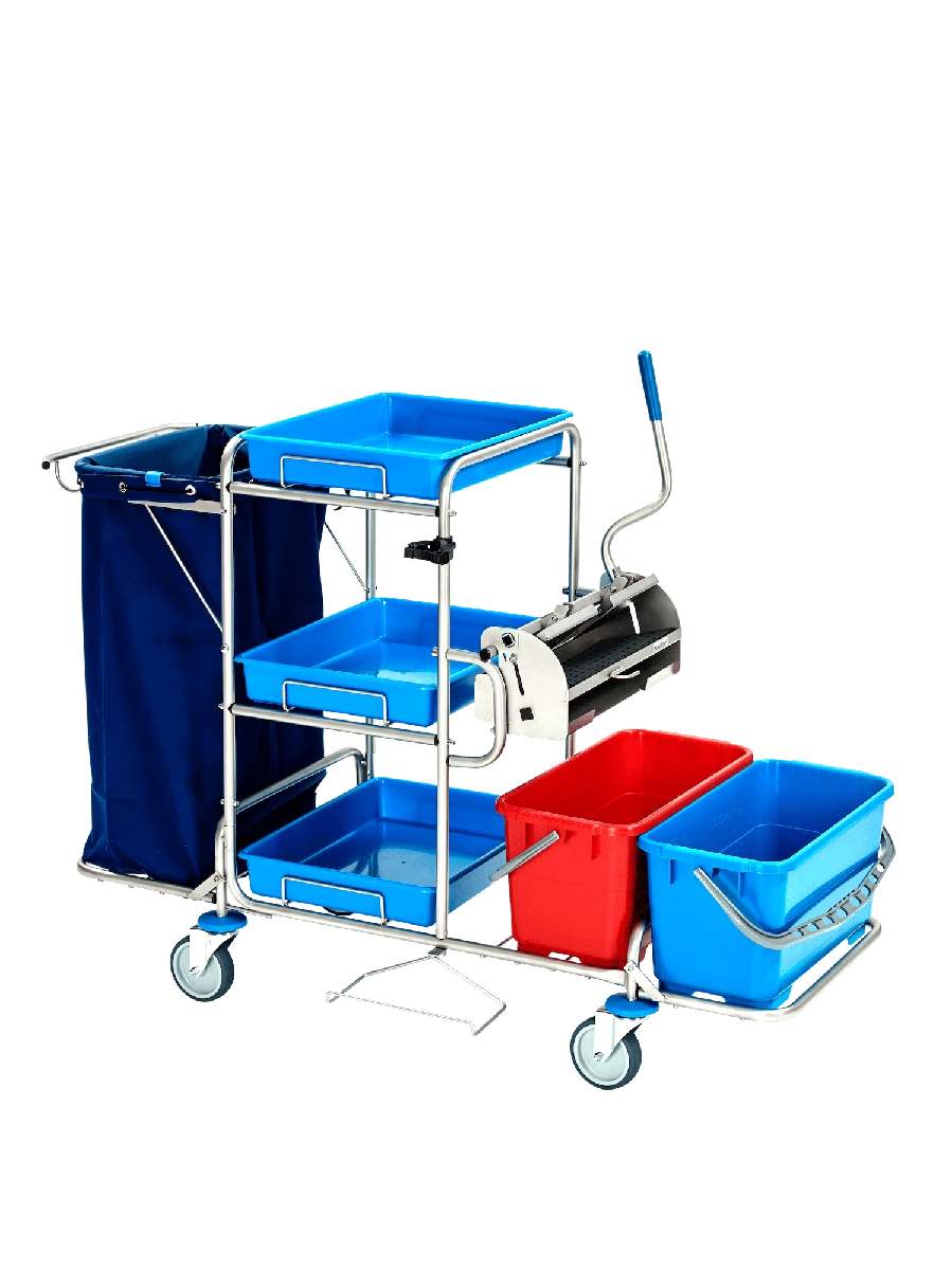 Floorstar Flachpressenwagen – Edelstahl · 1 × 120 l