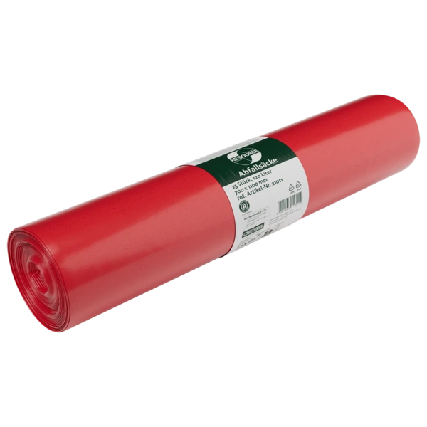 Deiss Standard Abfallsäcke aus Recycling-LDPE, 10 × 25 Stück – rot