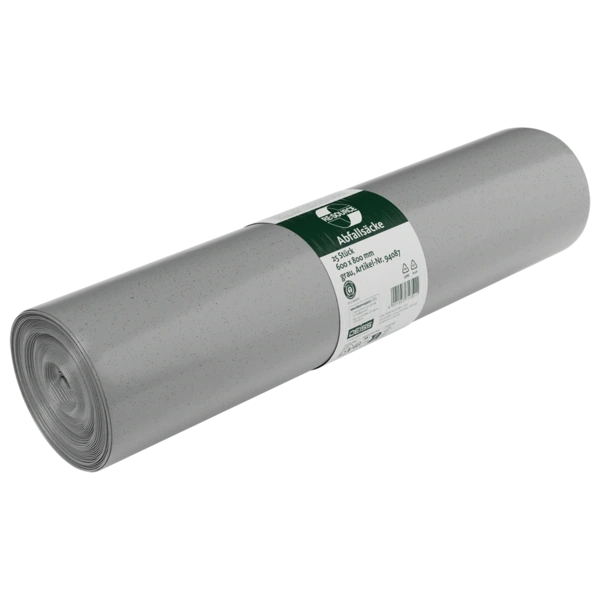 Deiss Standard Müllbeutel aus Recycling-LDPE, 10 × 25 Stück – grau
