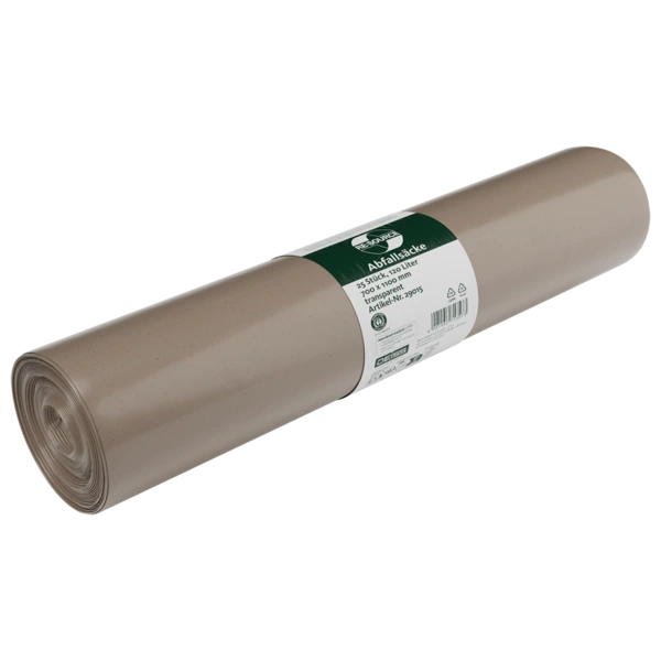 Deiss Standard Abfallsäcke aus Recycling-LDPE, 10 × 25 Stück – transparent