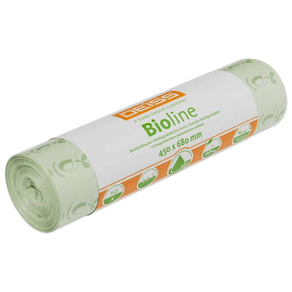Deiss Bioline Bio-Müllbeutel aus Biofolie, 50 × 10 Stück – 30 l · grün