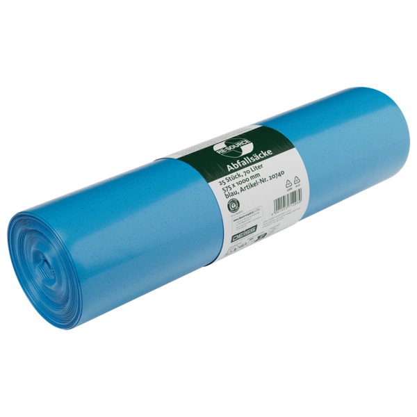 Deiss Standard Abfallsäcke aus Recycling-LDPE, 10 × 25 Stück – blau