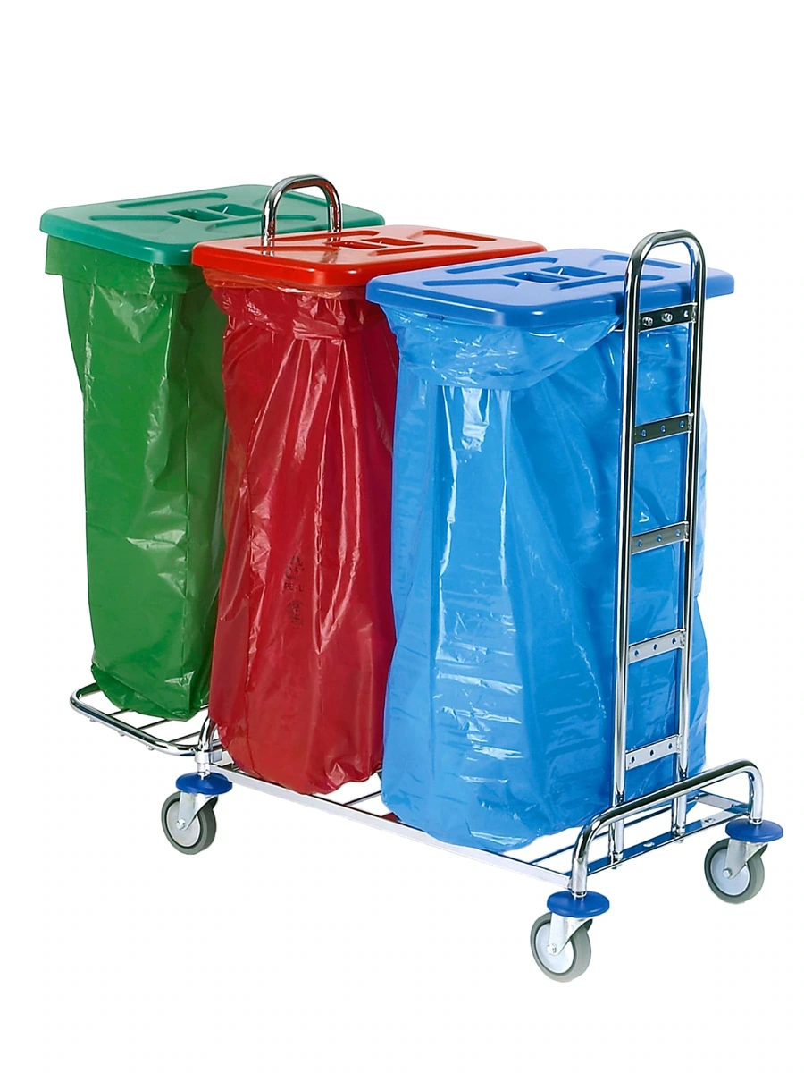 Floorstar Trennwagen – 3 × 120 l · verchromt