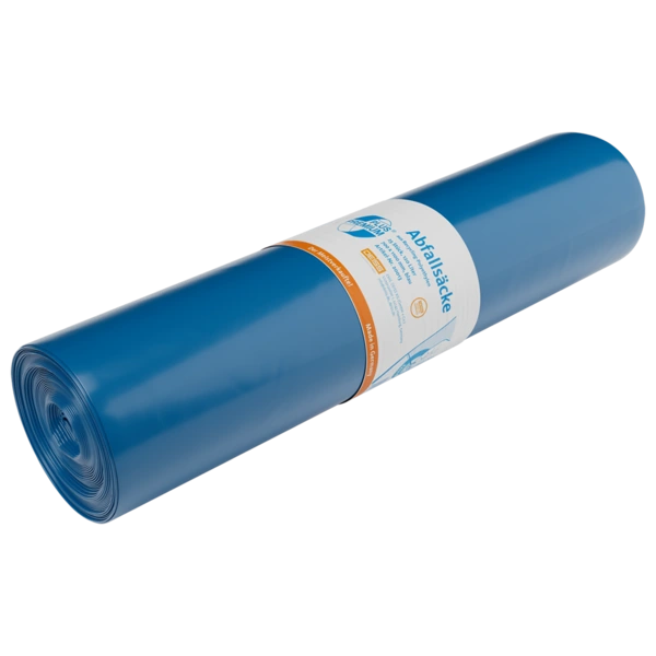 Deiss Premium Plus Abfallsäcke aus Recycling-LDPE, 10 × 25 Stück – blau
