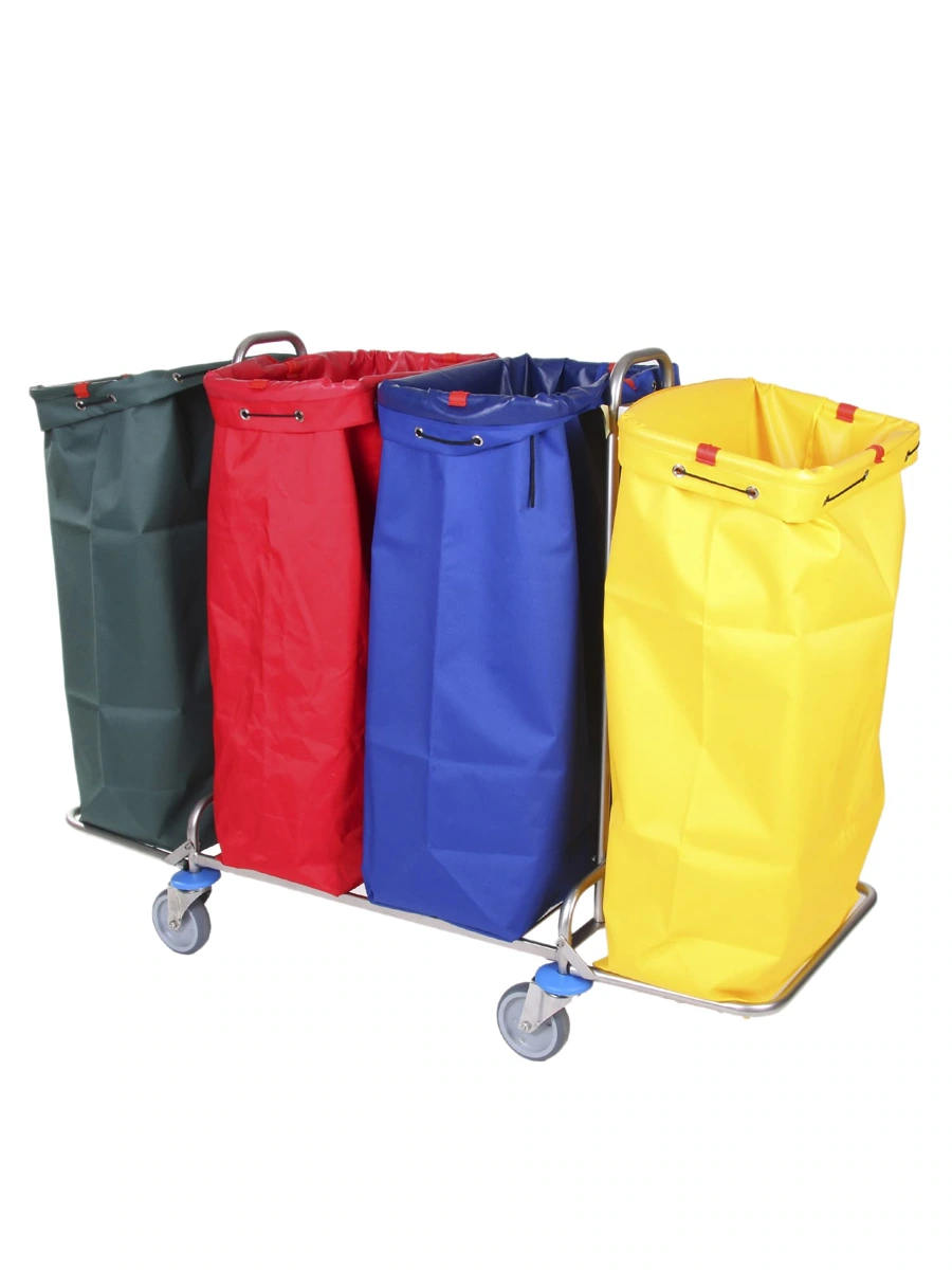 Floorstar Trennwagen – 4 × 120 l · Edelstahl