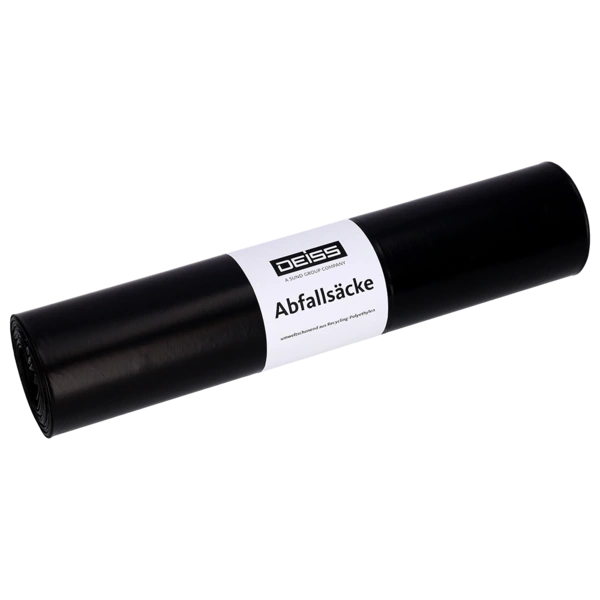 Deiss Standard Müllbeutel aus Recycling-LDPE, 10 × 25 Stück – 50 l · schwarz