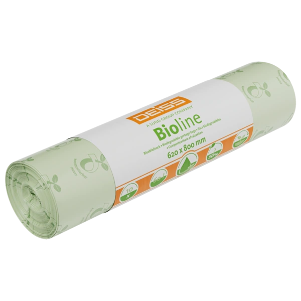Deiss Bioline Bio-Müllbeutel aus Biofolie, 50 × 10 Stück – 60 l · grün