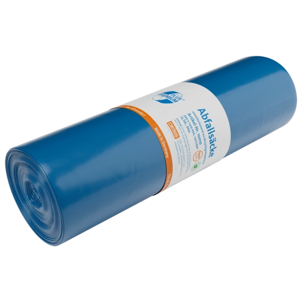 Deiss Premium Plus Abfallsäcke aus Recycling-LDPE, 10 × 25 Stück – blau