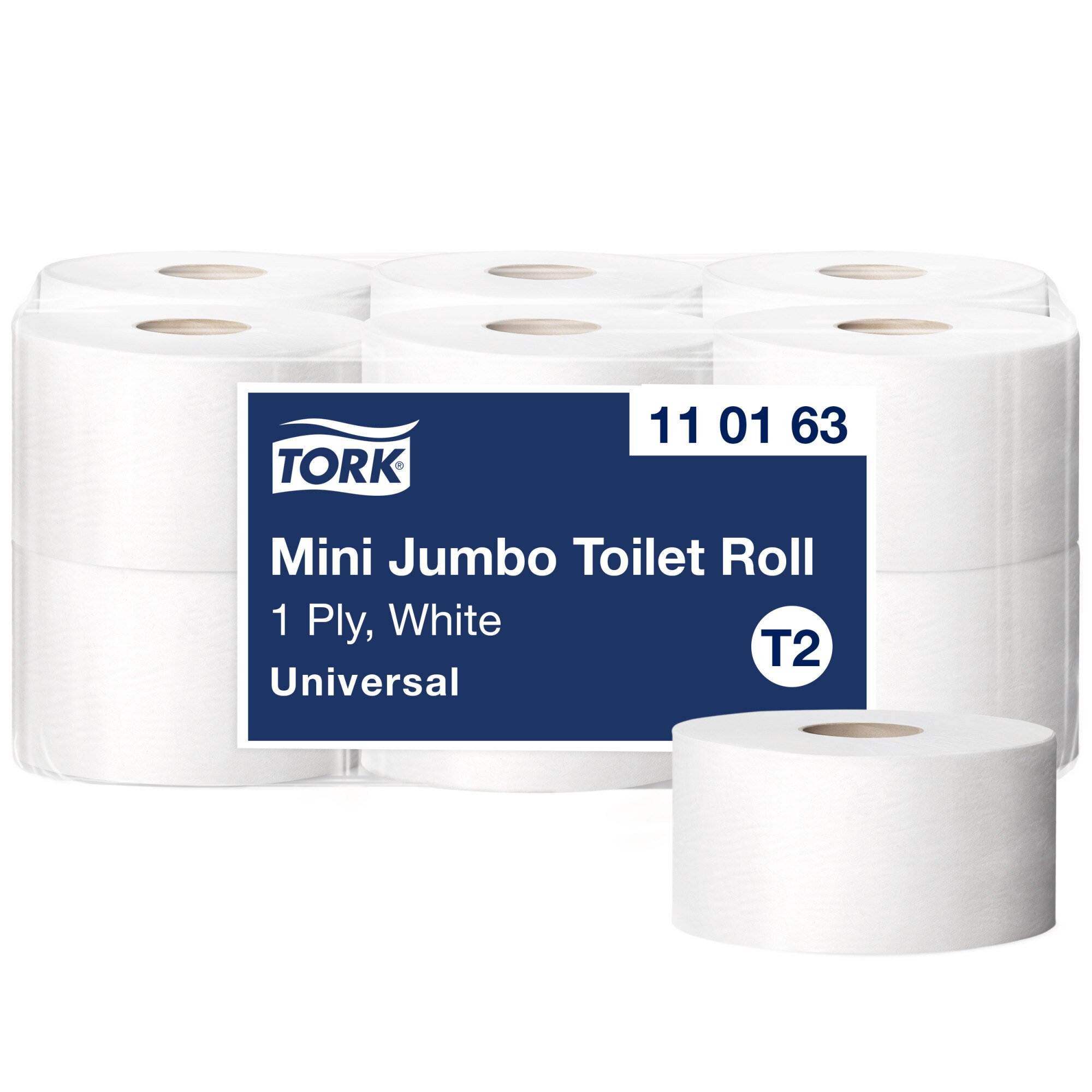 Tork Advanced Toilettenpapier Mini Jumbo T2, Recycling, 1-lagig, weiss