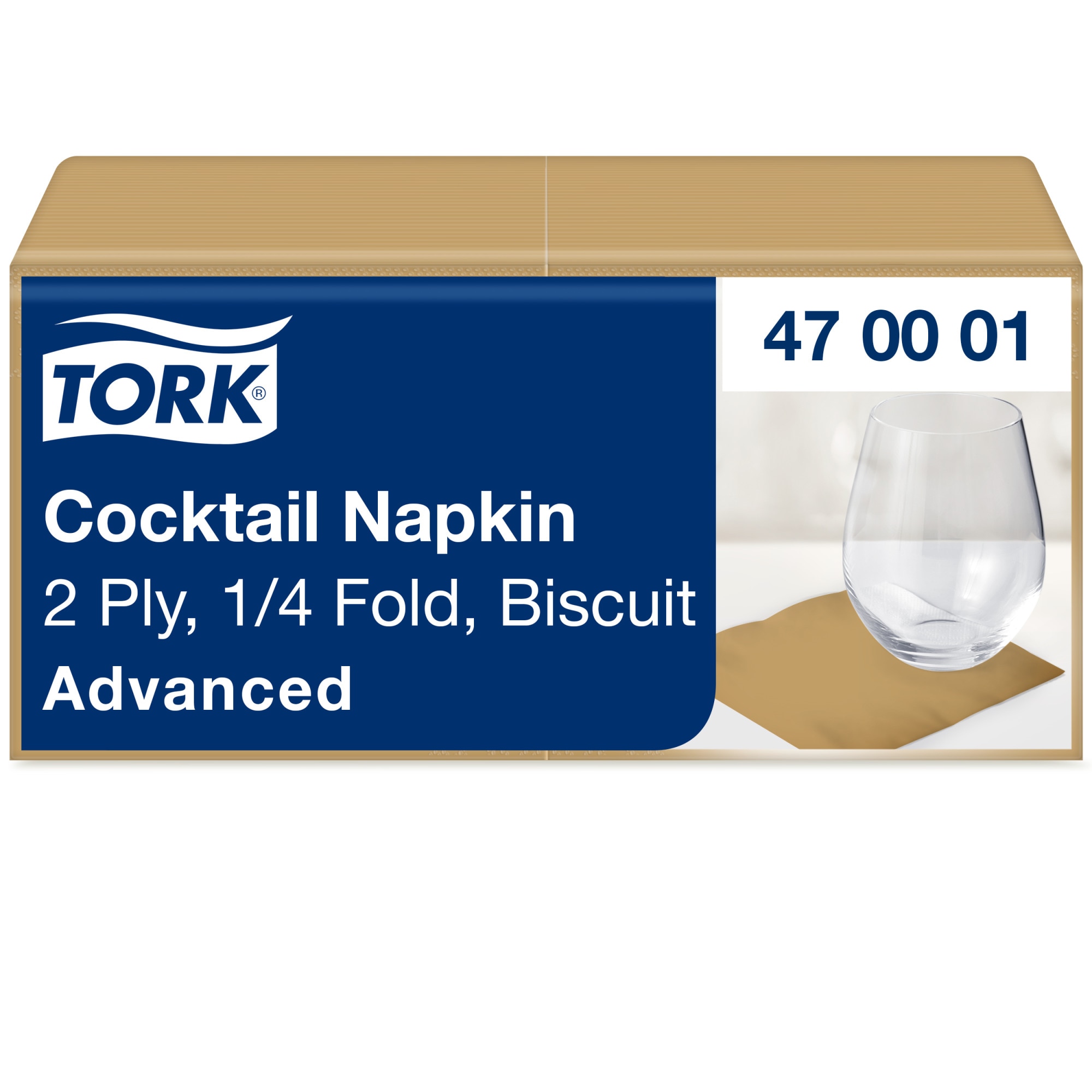 Tork Advanced Cocktail-Servietten 24 x 24 cm, 2-lagig, biscuit