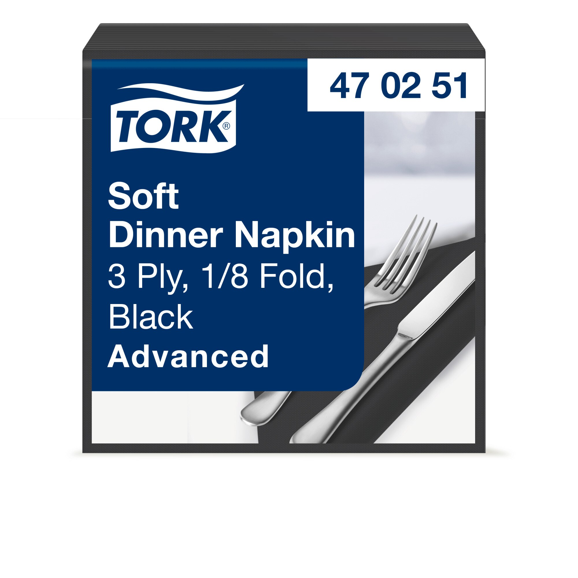 Tork Advanced Servietten, 39 x 39 cm, 3-lagig, 1/8-Kopffalzung, schwarz