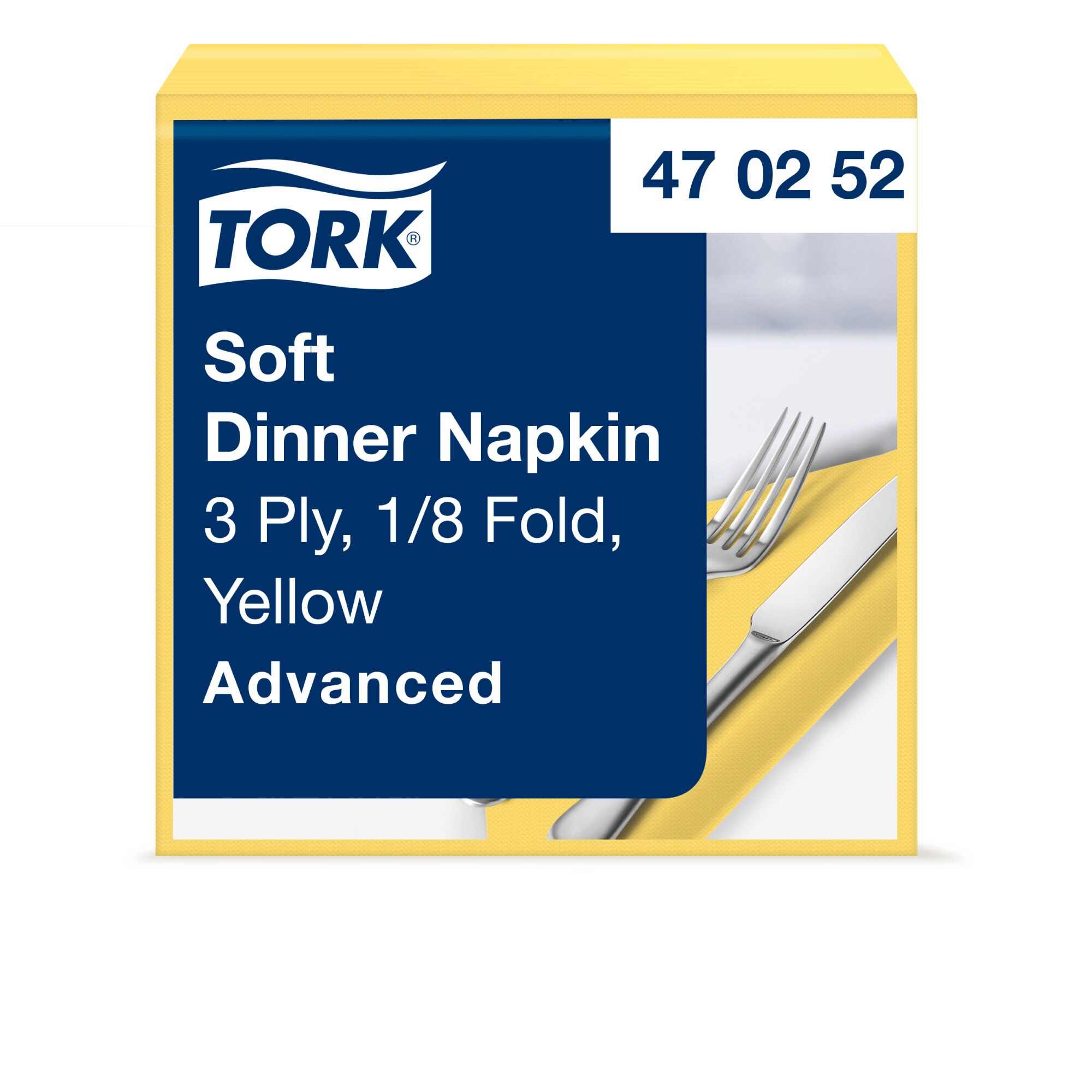 Tork Advanced Servietten 39 x 39 cm, 3-lagig, 1/8-Kopffalzung, gelb