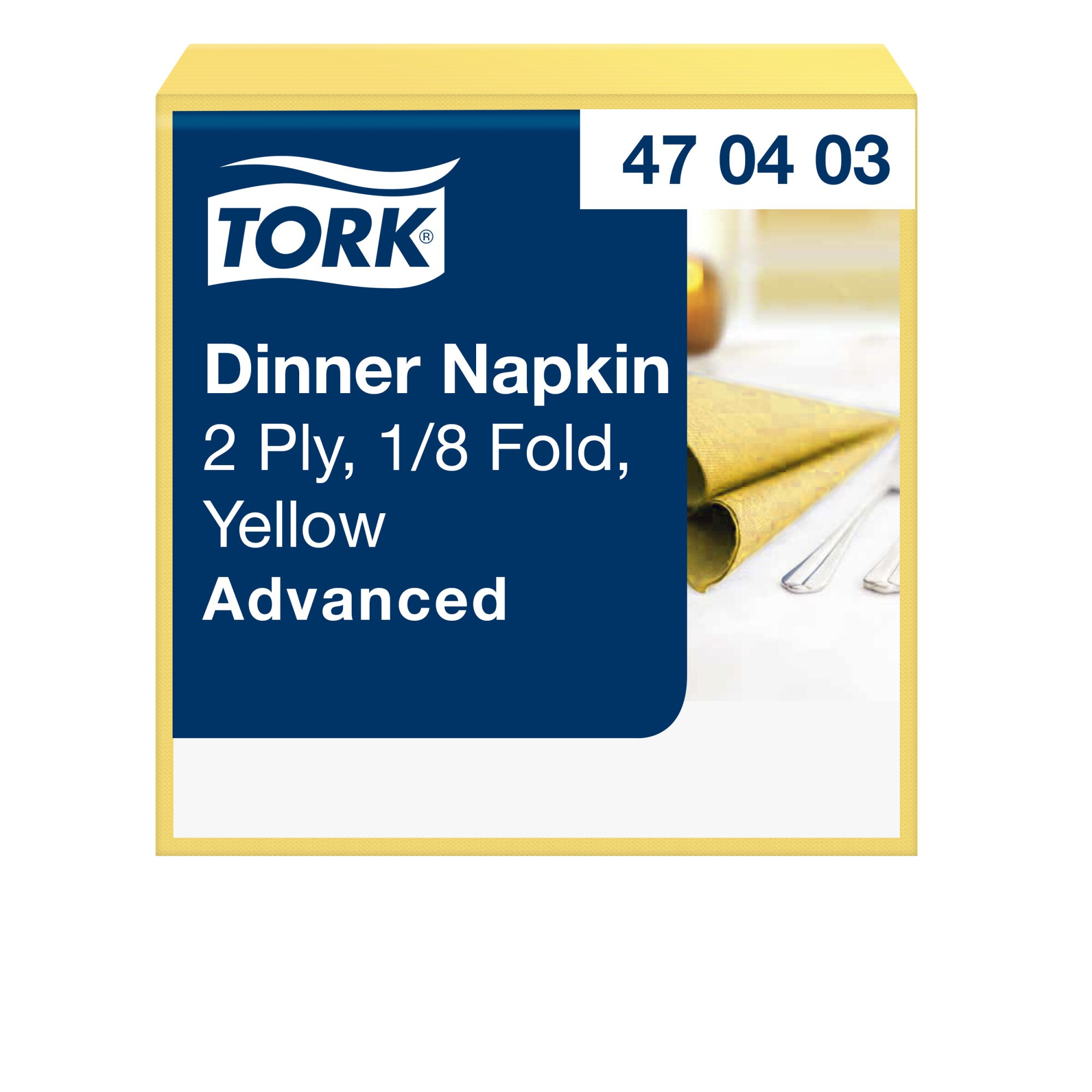 Tork Advanced Servietten 39 x 39 cm, 2-lagig, 1/8-Kopffalz, gelb
