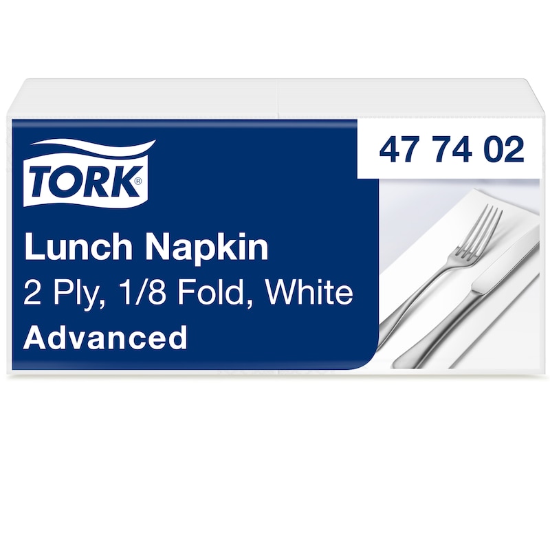 Tork Lunchservietten weiss, 2-lagig, 1/8-Falz