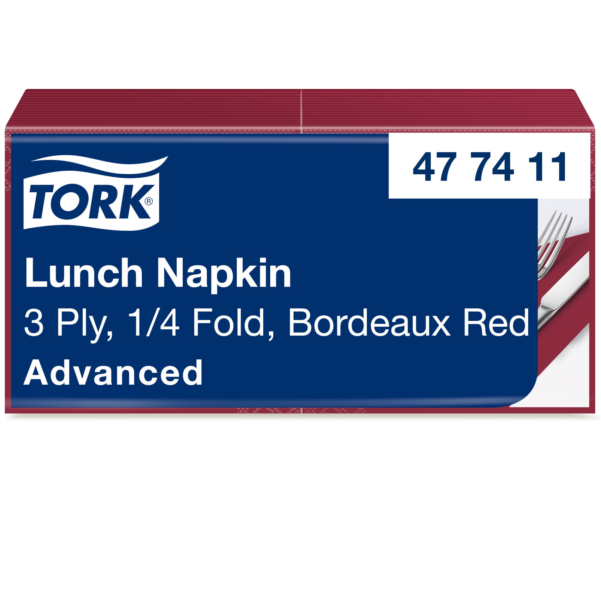 Servietten Tork Advanced 33x33 cm, 3-lagig, 1/4 gefaltet, bordeaux