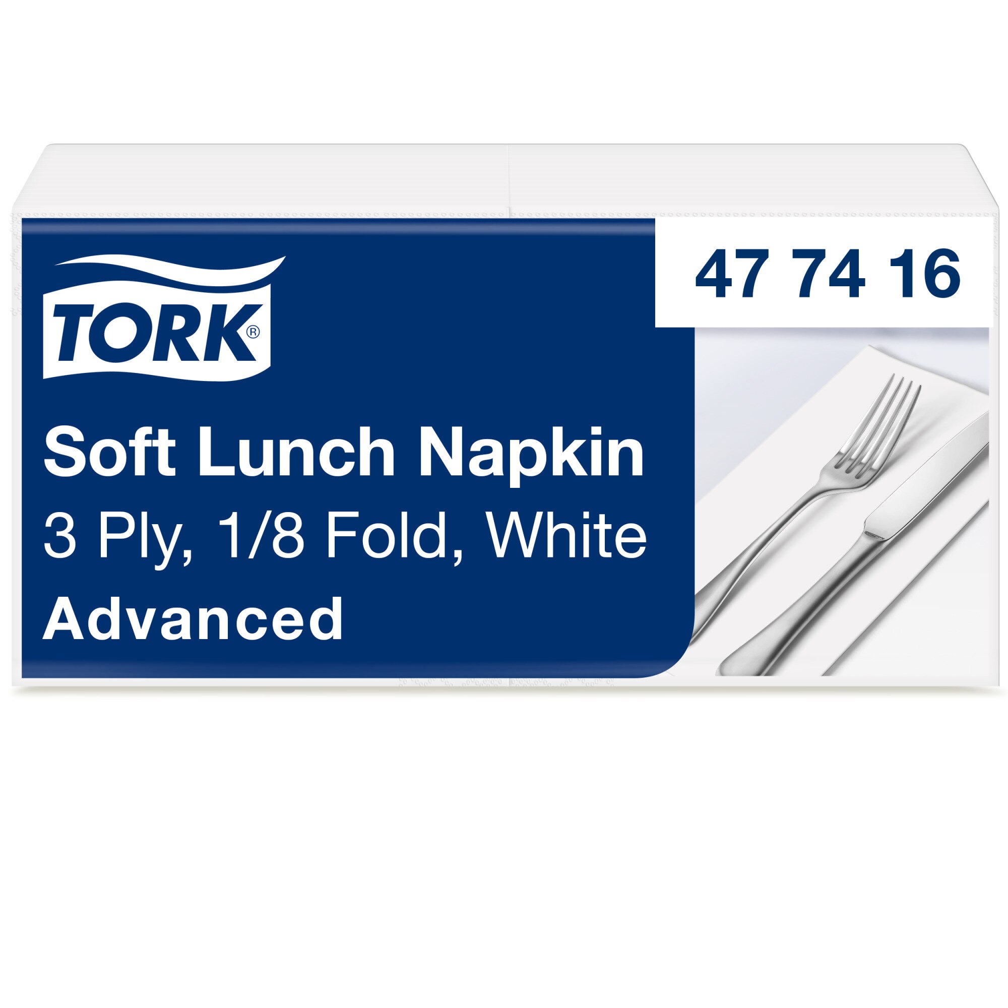 Tork Advanced Servietten 33 x 33 cm, 3-lagig, 1/8-Kopffalzung, weiss