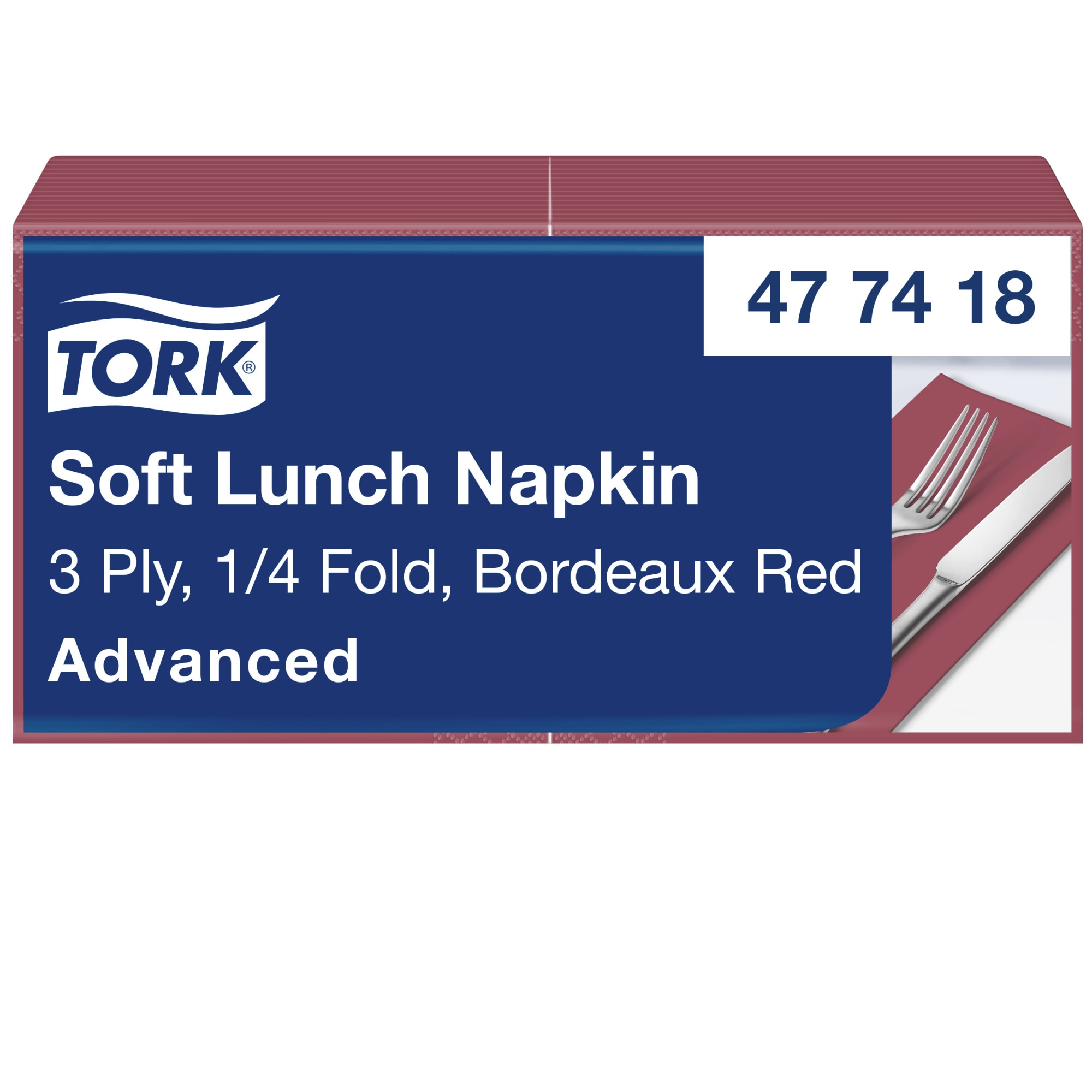 Tork Advanced Servietten 33 x 33 cm, 3-lagig, 1/8-Kopffalzung, bordeaux