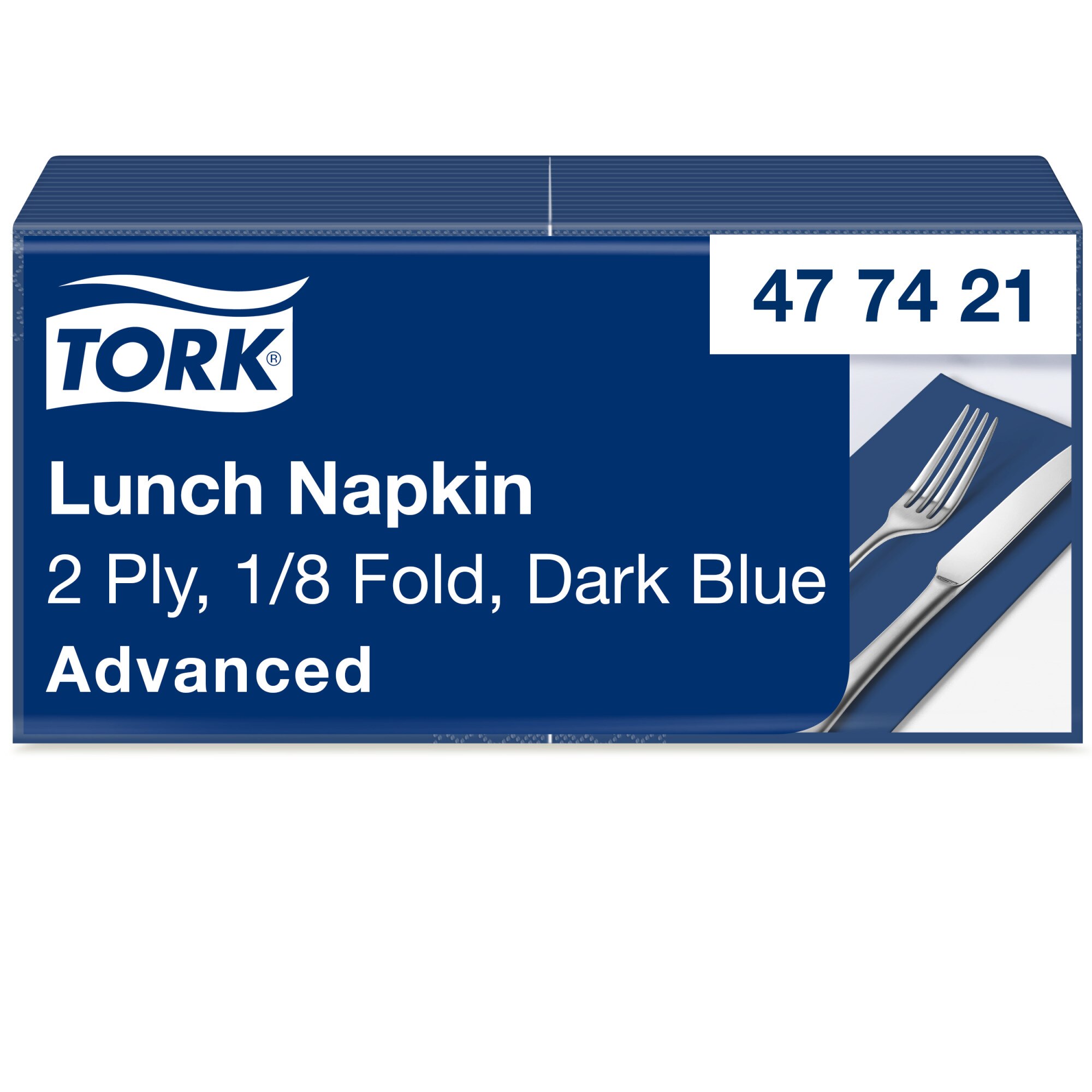 Tork Advanced Servietten 33 x 33 cm, 2-lagig, 1/8-Kopffalzung, dunkelblau