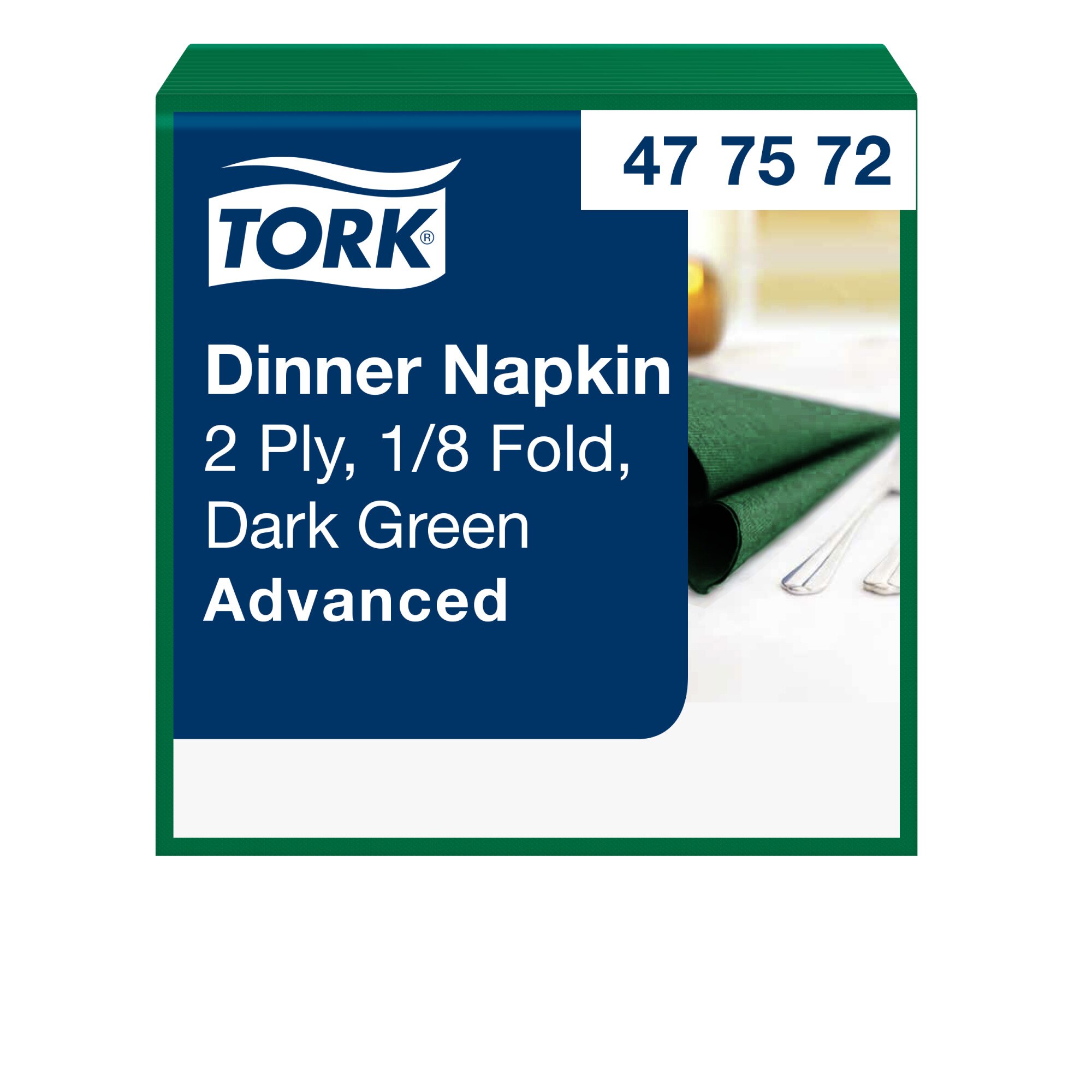 Tork Advanced Servietten 39 x 39 cm, 2-lagig, 1/8-Kopffalz, dunkelgrün