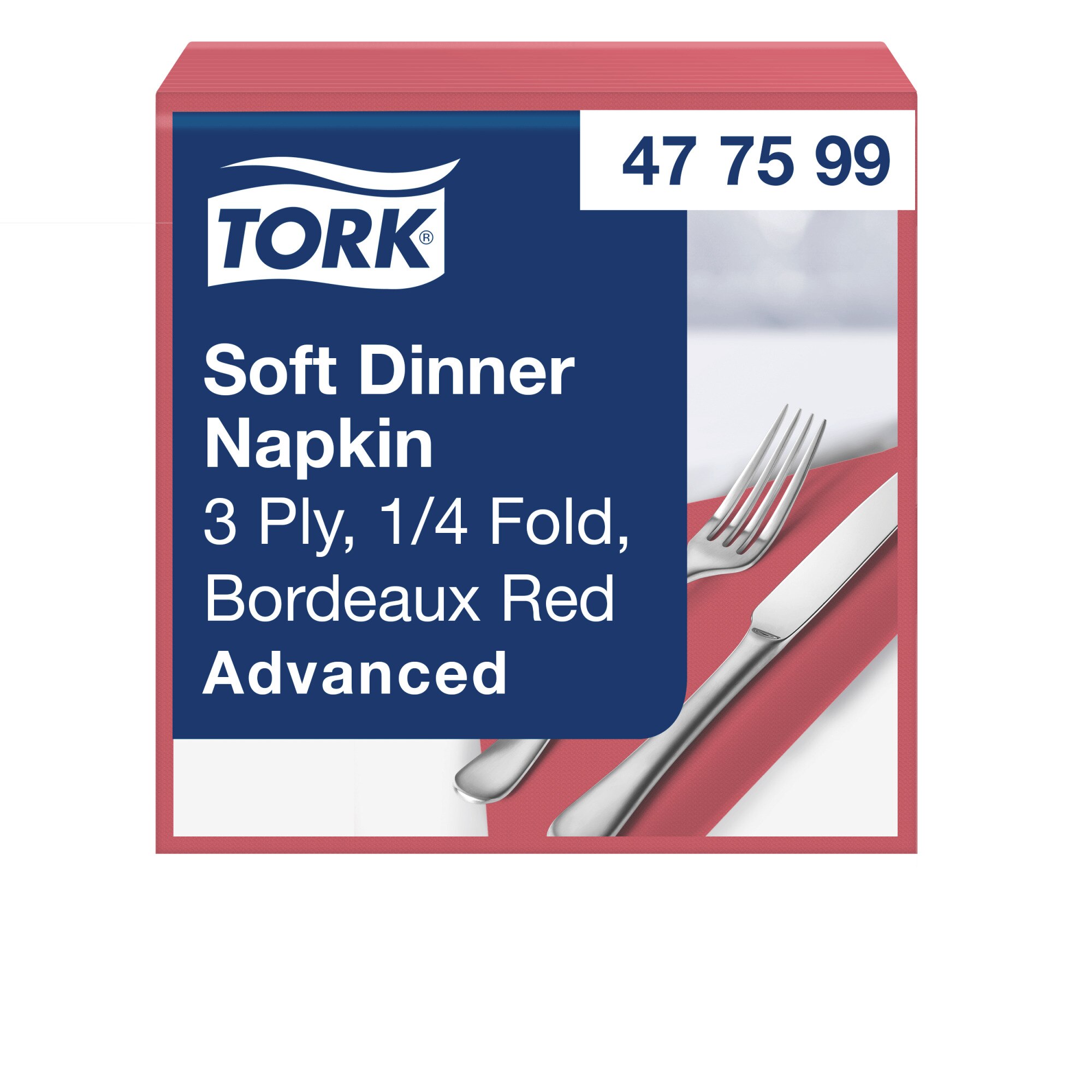 Tork Advanced Servietten 39 x 39 cm, 3-lagig, 1/4-Falzung, bordeaux
