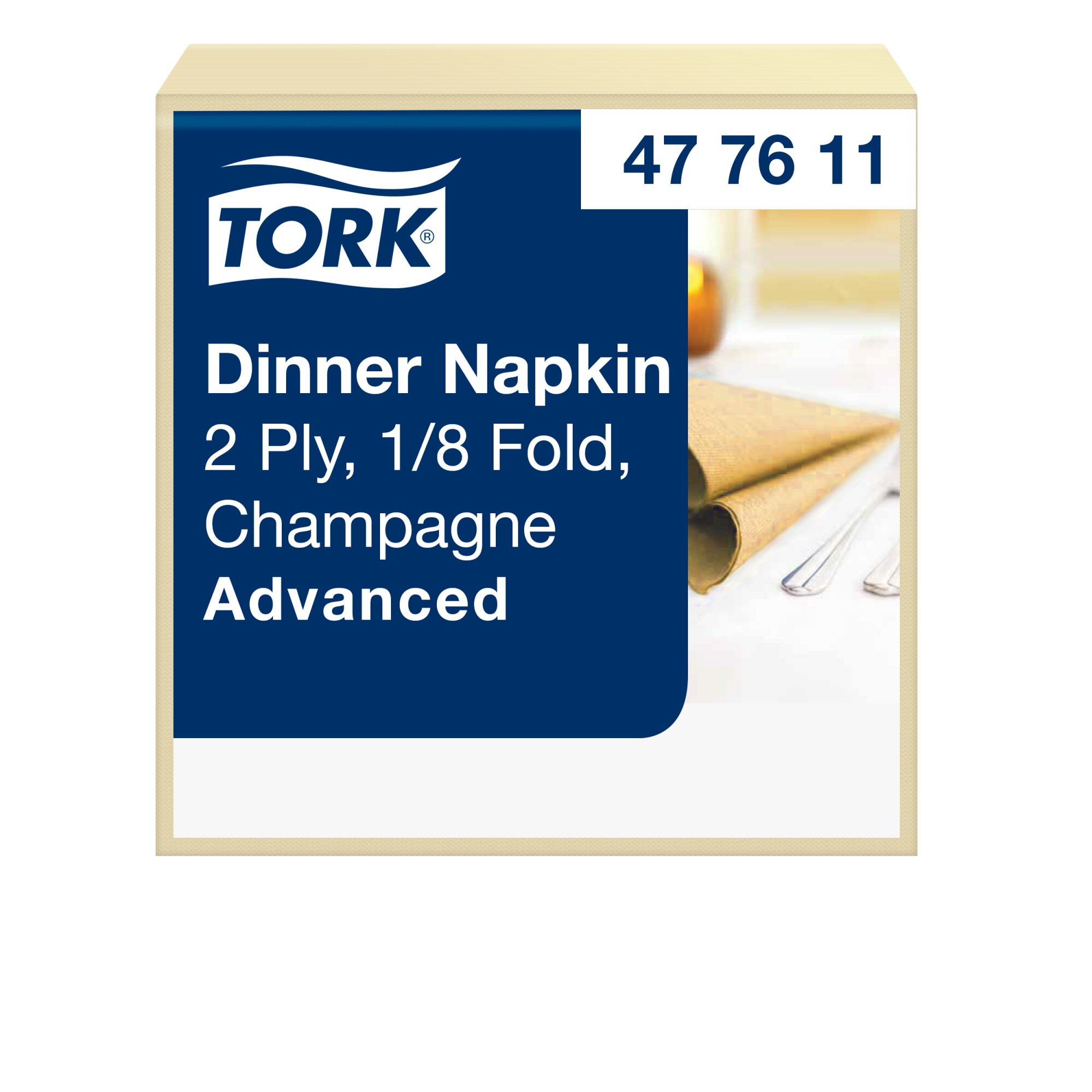Tork Advanced Servietten 39 x 39 cm, 2-lagig, 1/8-Kopffalz, champagner
