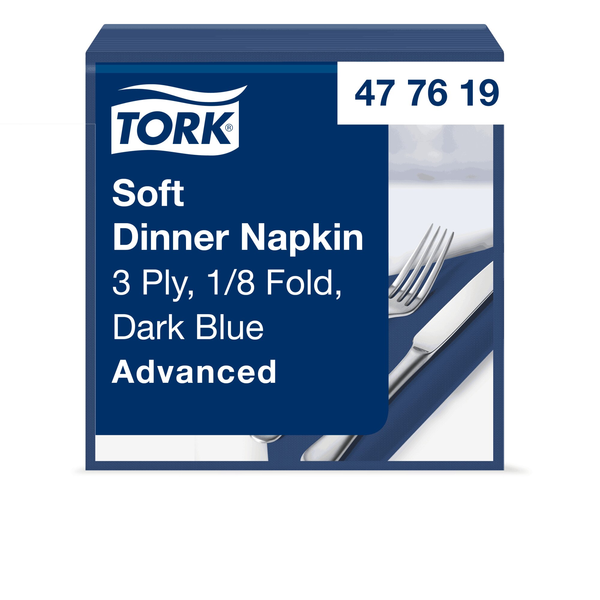 Tork Advanced Servietten 39 x 39 cm, 3-lagig, 1/8-Kopffalzung, dunkelblau