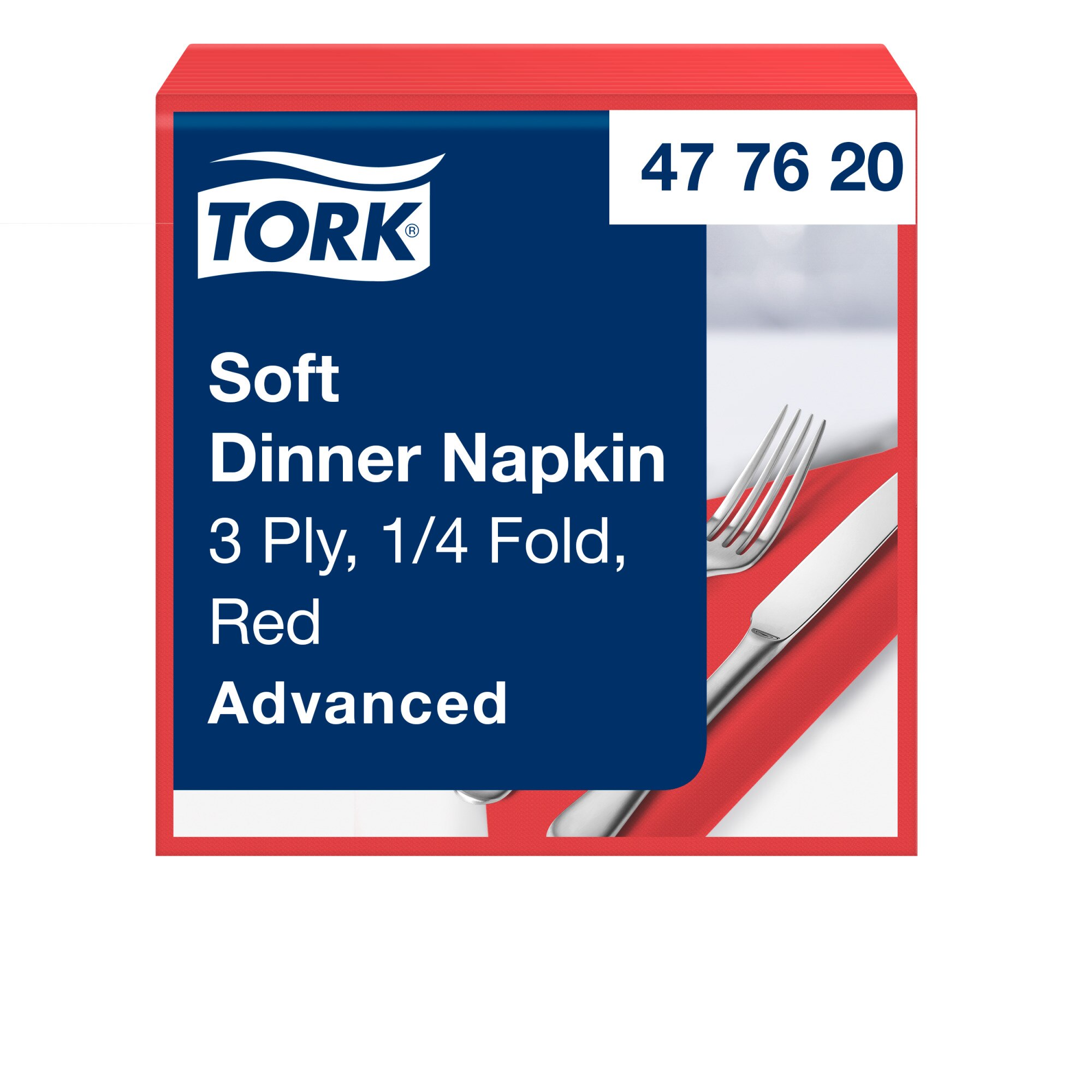 Tork Advanced Servietten 39 x 39 cm, 3-lagig, 1/8-Kopffalzung, rot