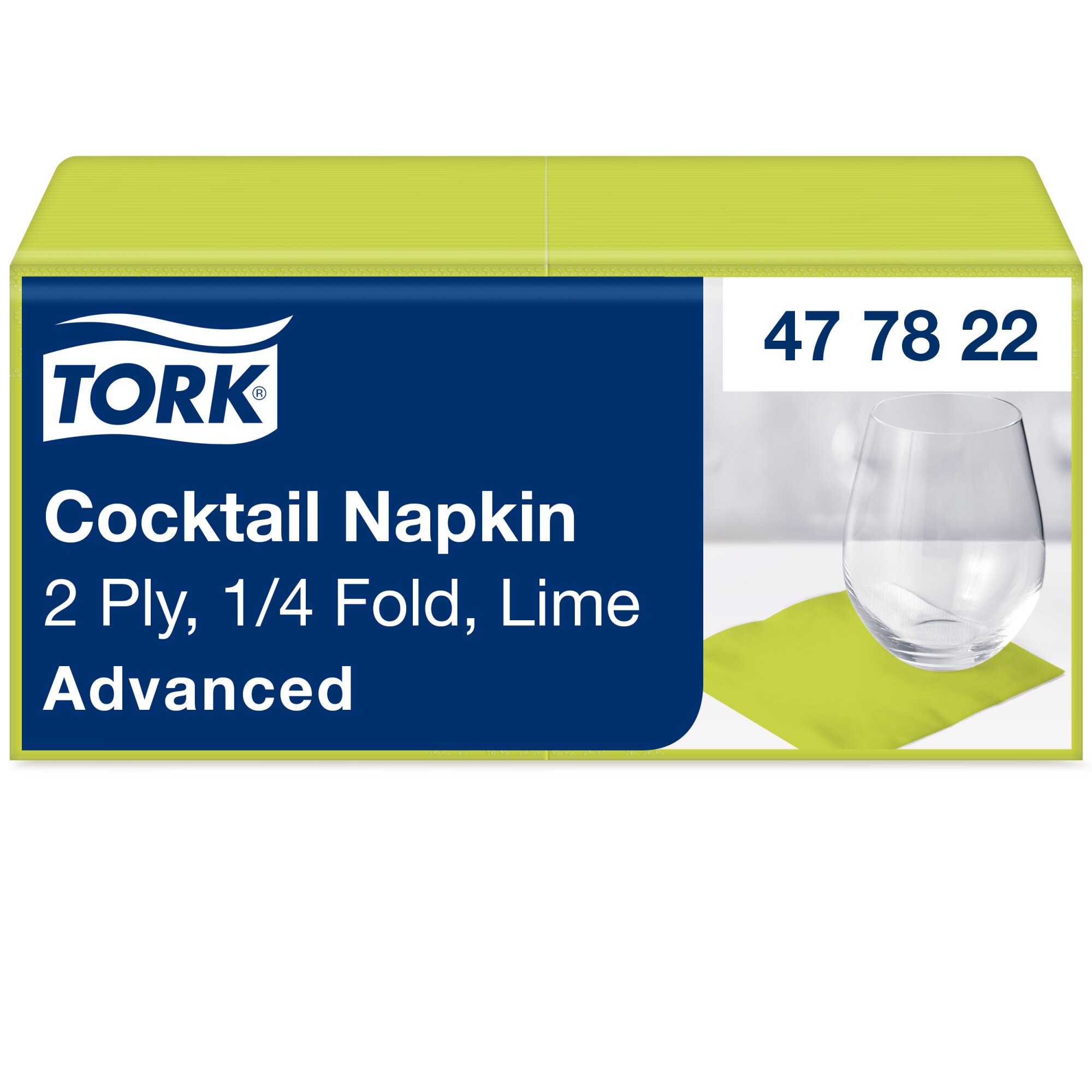 Tork Advanced Cocktail-Servietten 24 x 24 cm, 2-lagig, 1/4-Falzung, limone