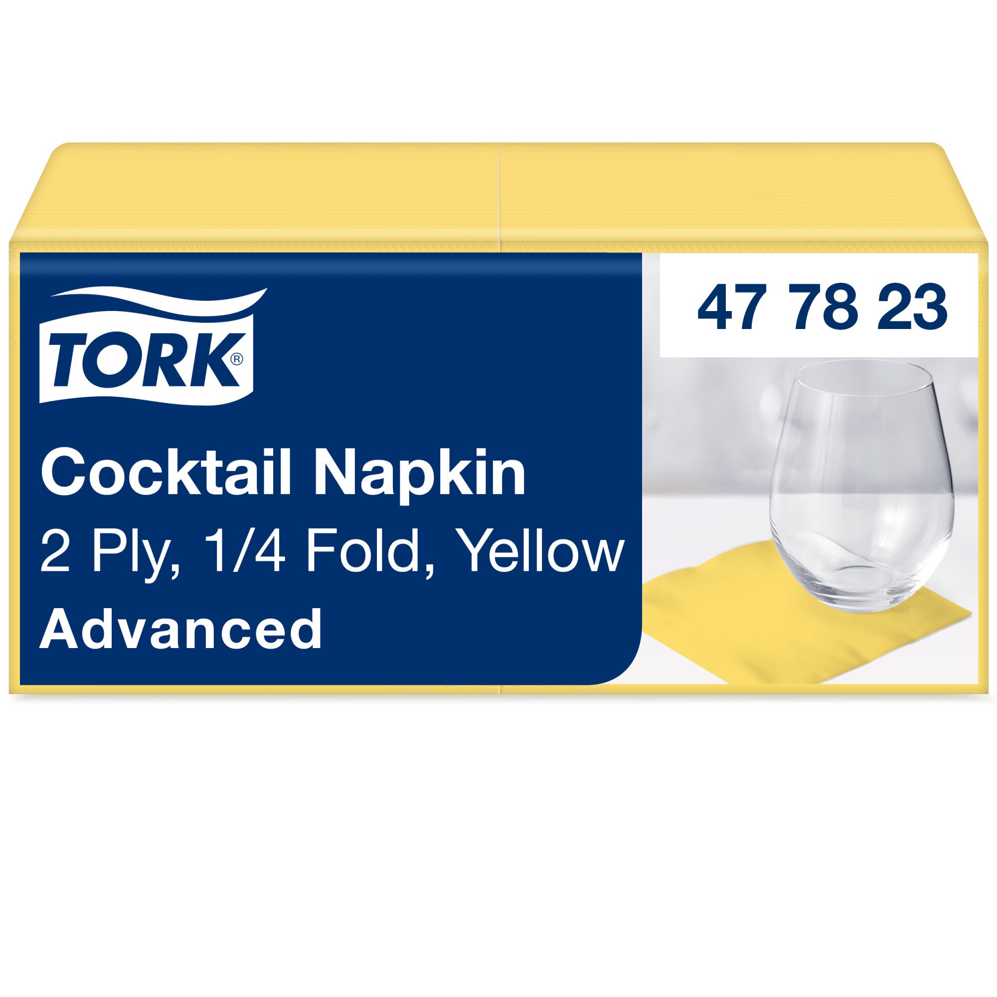 Tork Advanced Cocktail-Servietten 24 x 24 cm, 2-lagig, 1/4-Falzung, gelb