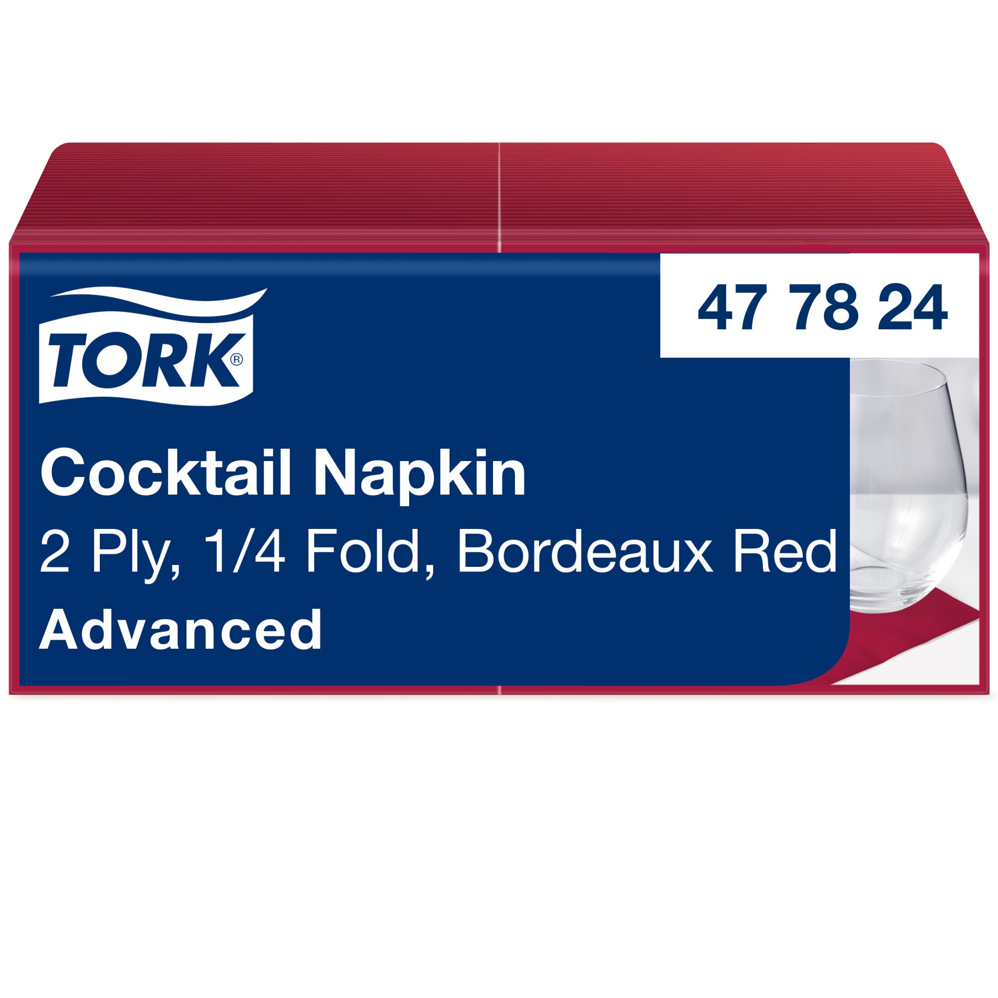 Tork Advanced Cocktail-Servietten 24 x 24 cm, 2-lagig, 1/4-Falzung, bordeaux