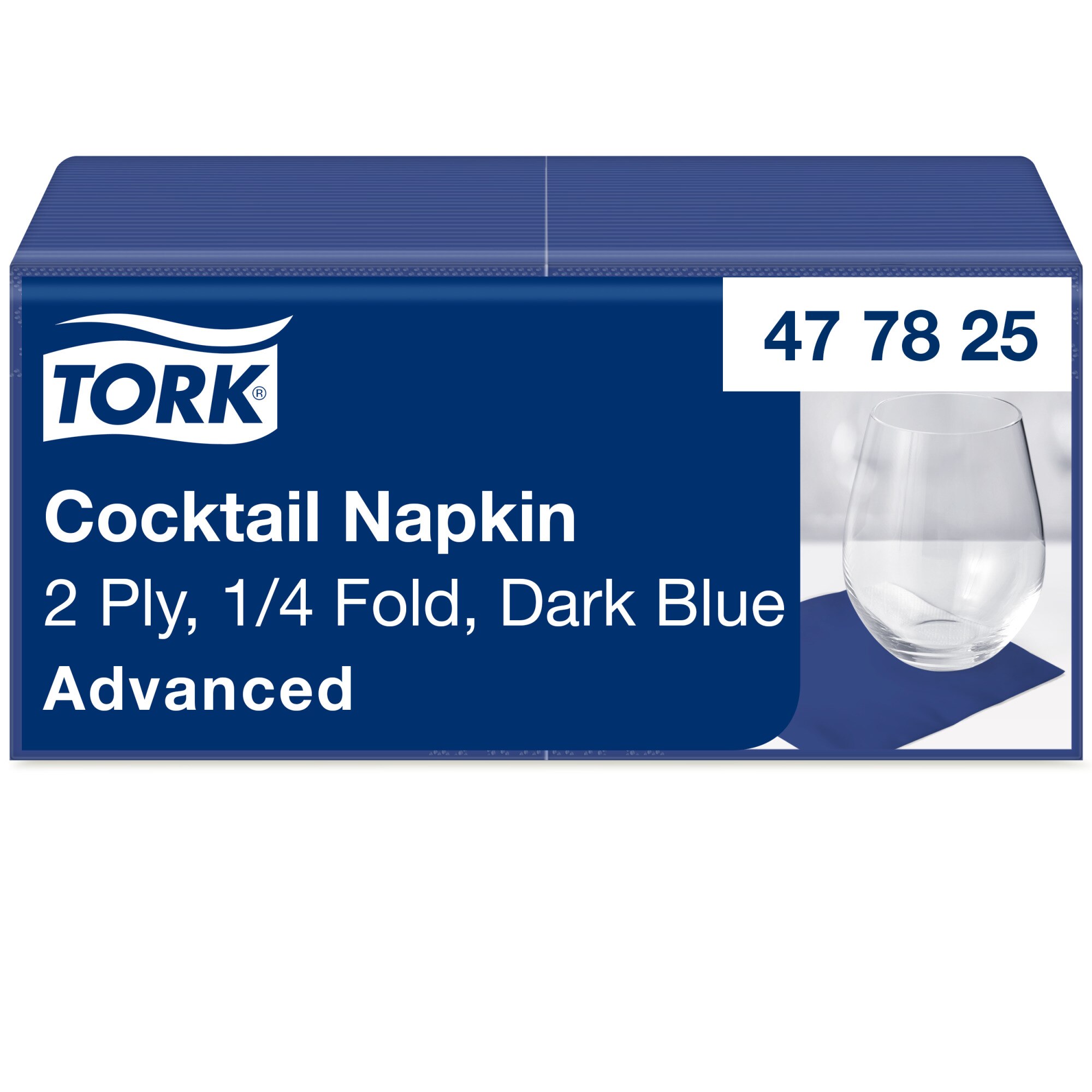Tork Advanced Cocktail-Servietten 24 x 24 cm, 2-lagig, dunkelblau