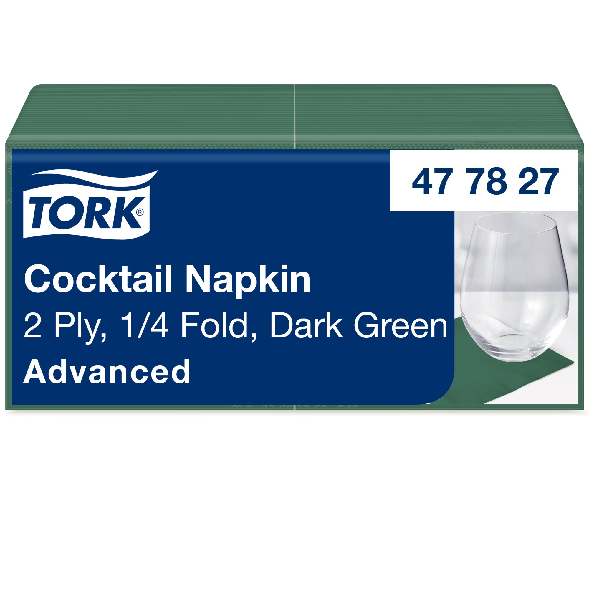 Tork Advanced Cocktail-Servietten 24 x 24 cm, 2-lagig, dunkelgrün