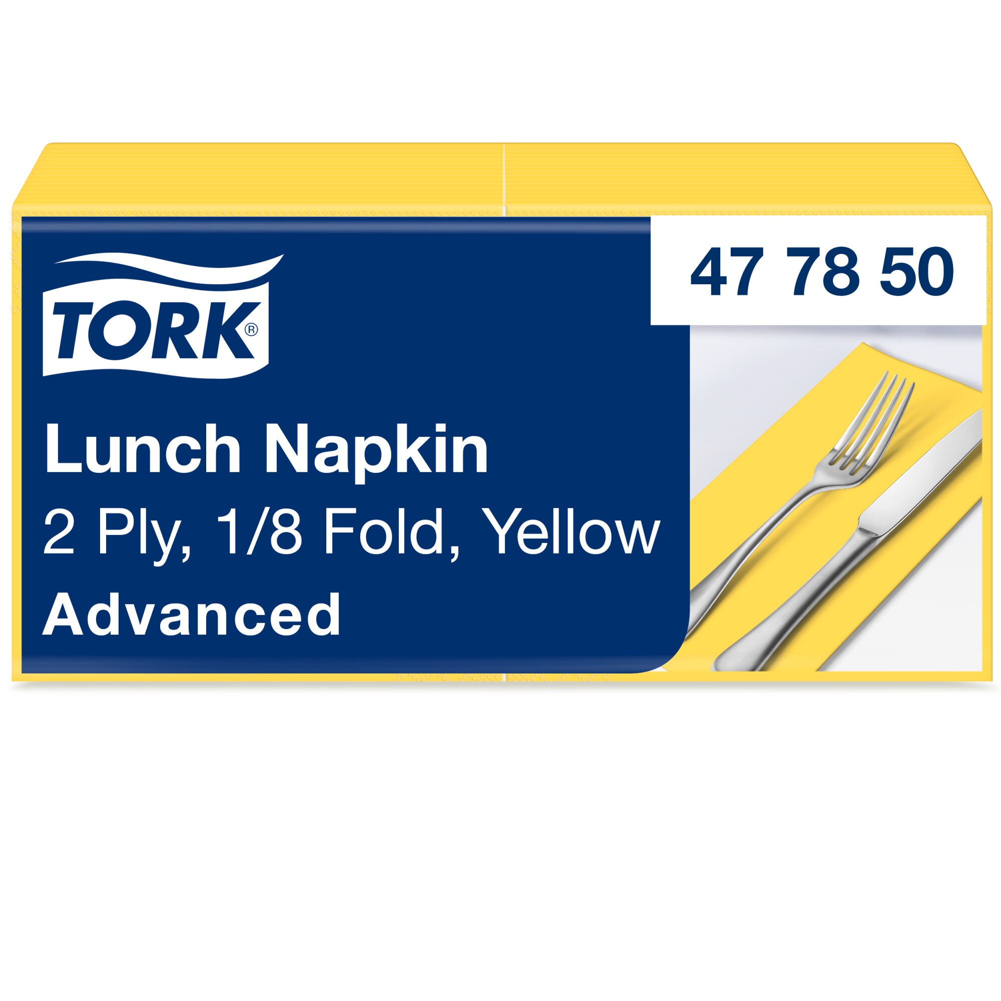 Tork Advanced Servietten 33 x 33 cm, 2-lagig, 1/8-Kopffalzung, gelb