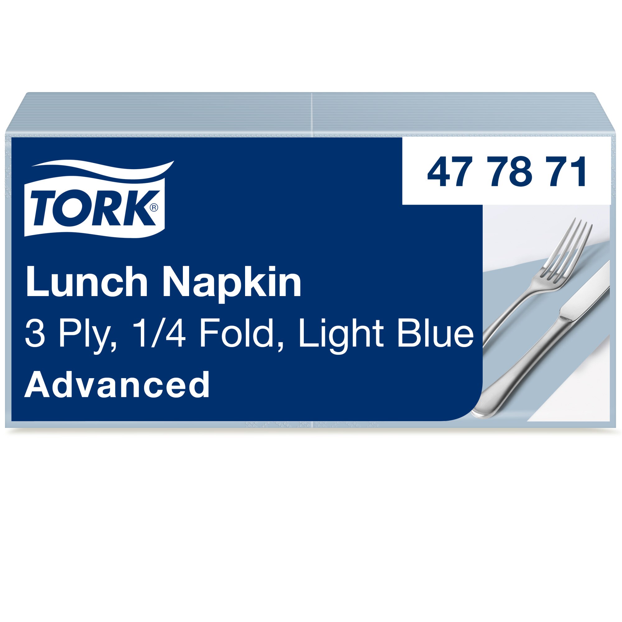 Servietten 3-lagig Tork Advanced hellblau 33x33 cm, 1/4 Falz