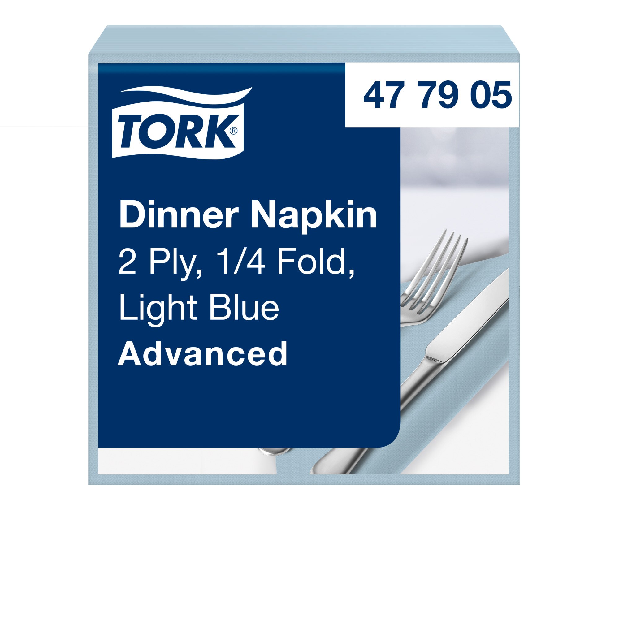Servietten Tork Advanced 39x39 cm, 2-lagig, 1/4 Falzung, hellblau