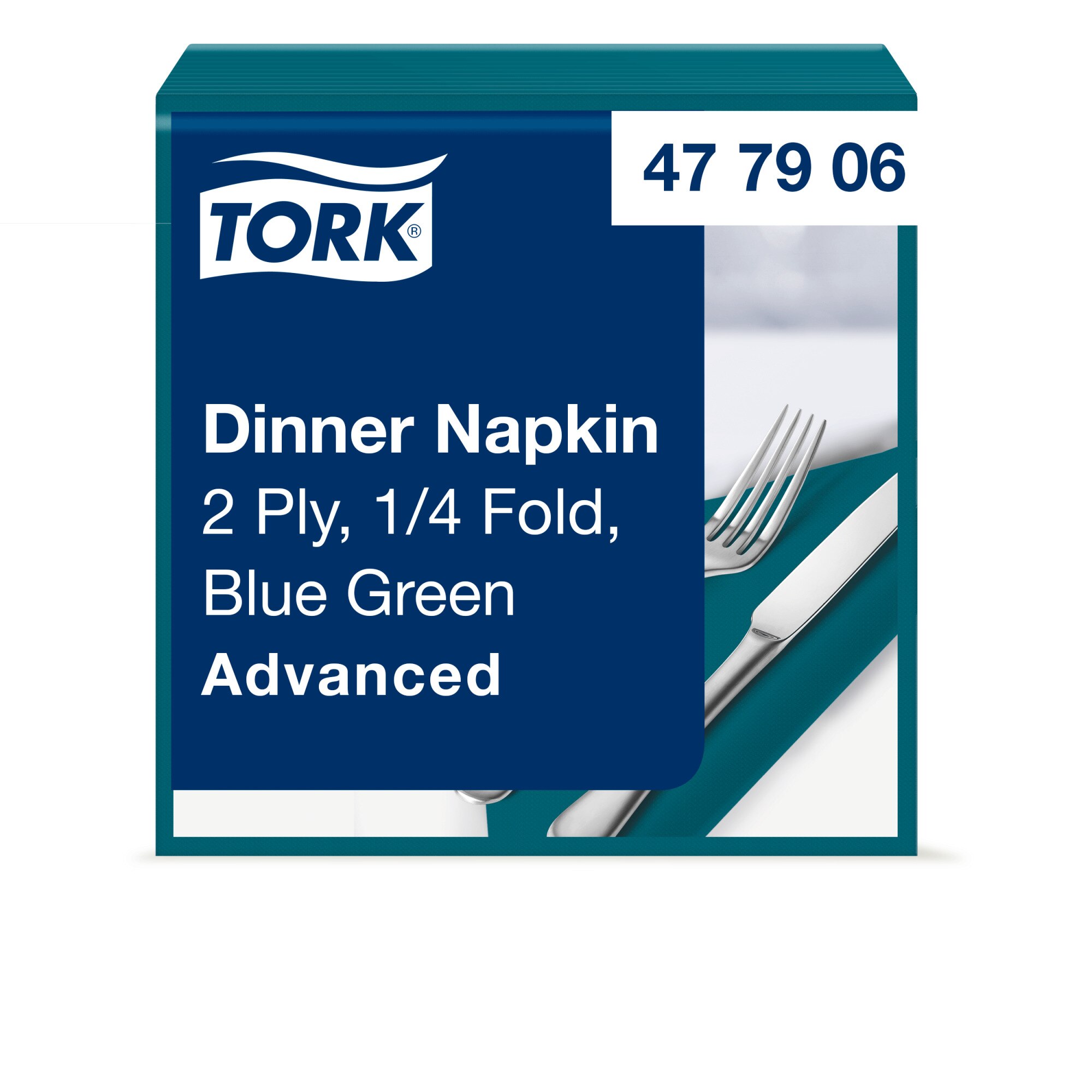 Servietten Tork Advanced 39x39 cm, 2-lagig, 1/4 Falzung, blaugrün