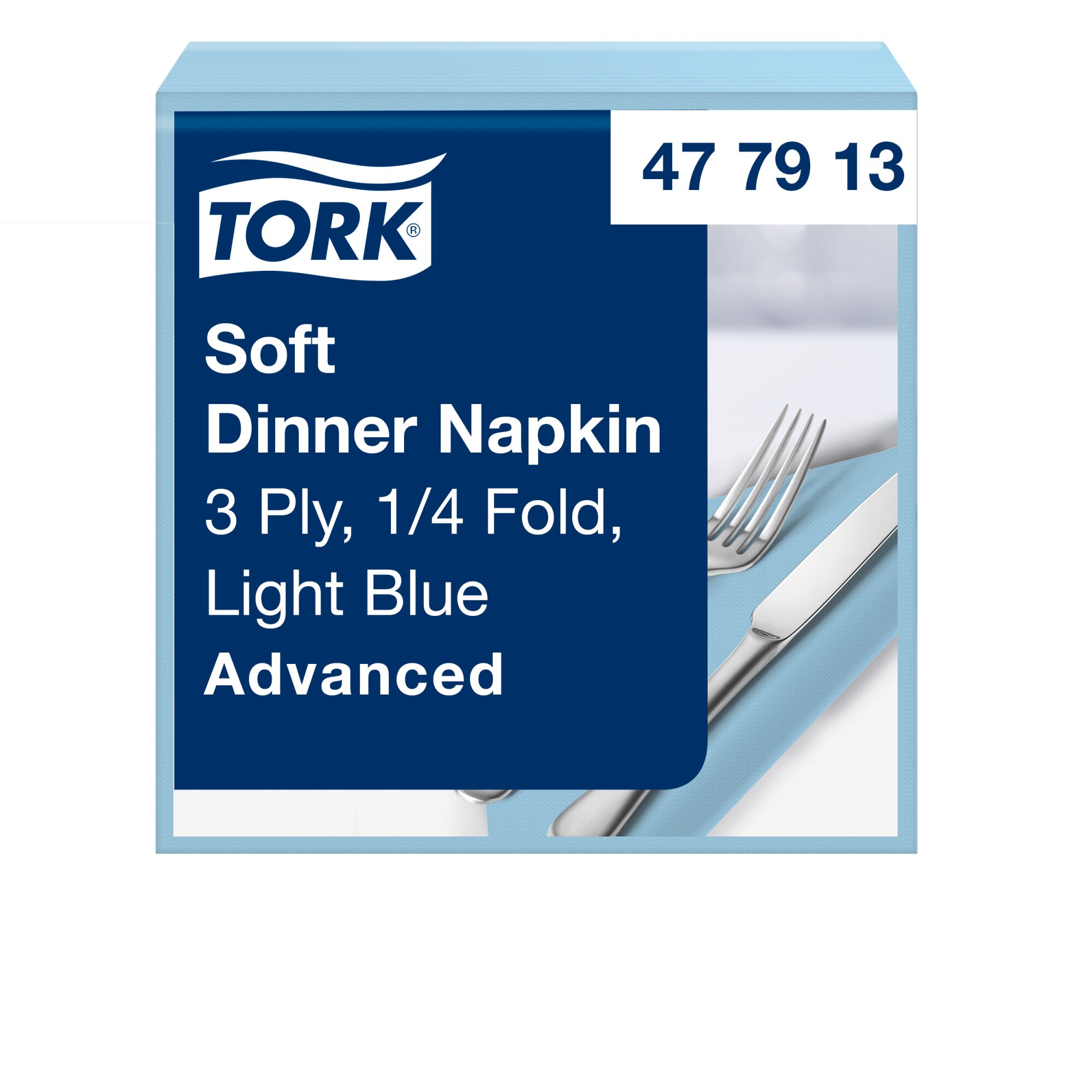 Tork Advanced Servietten 39 x 39 cm, 3-lagig, 1/4-Falzung, hellblau