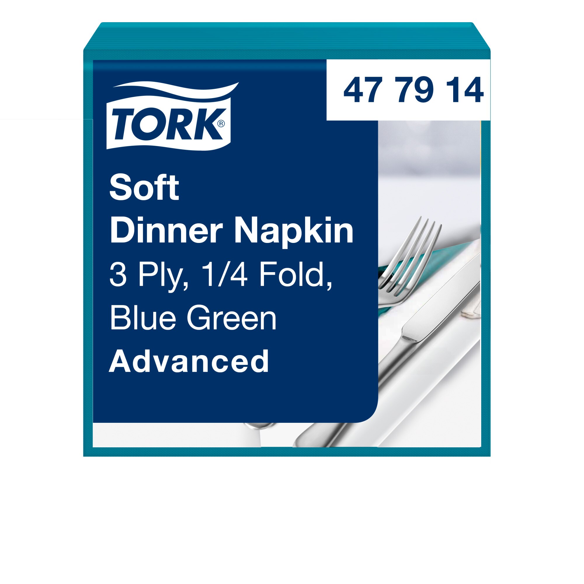 Tork Advanced Servietten 39 x 39 cm, 3-lagig, 1/4-Falzung, blaugrün