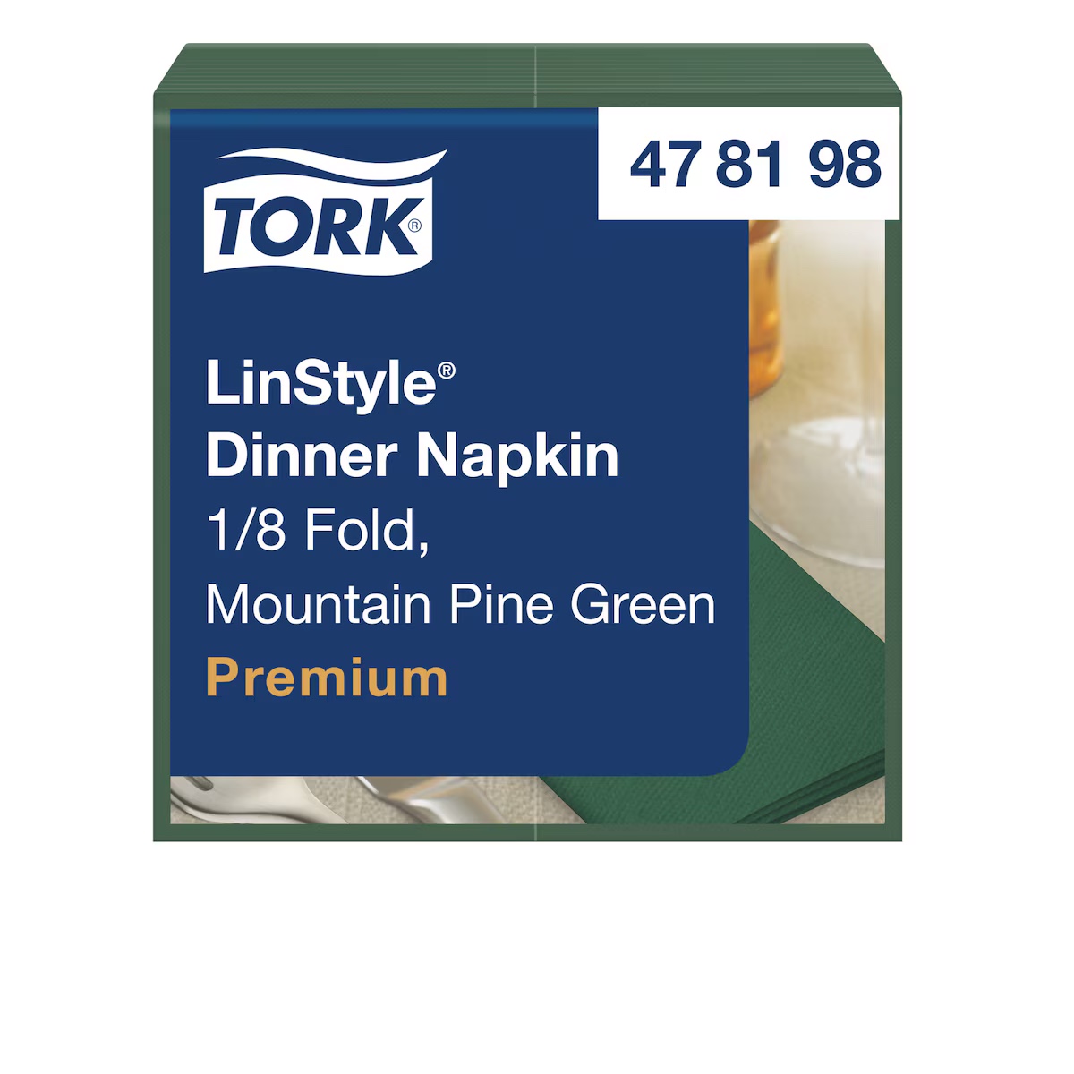 Servietten LinStyle Premium Airlaid Piniengrün 39x39 cm, 1/8 Falz
