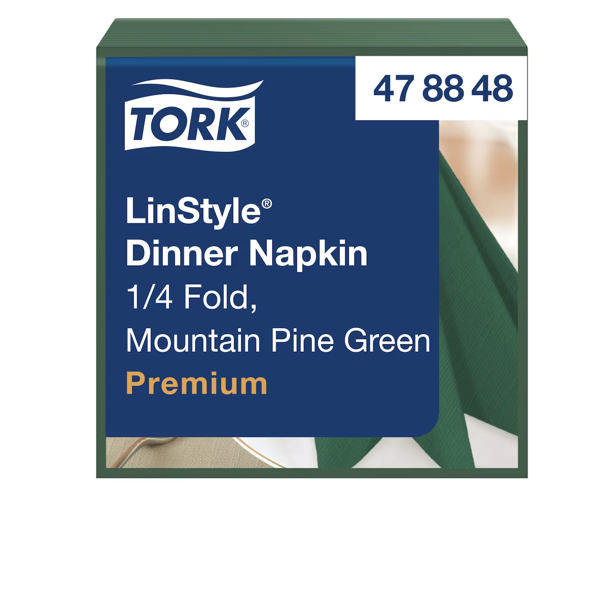 Tork LinStyle Premium Servietten, 39 x 39 cm, 1/4-Falzung, piniengrün