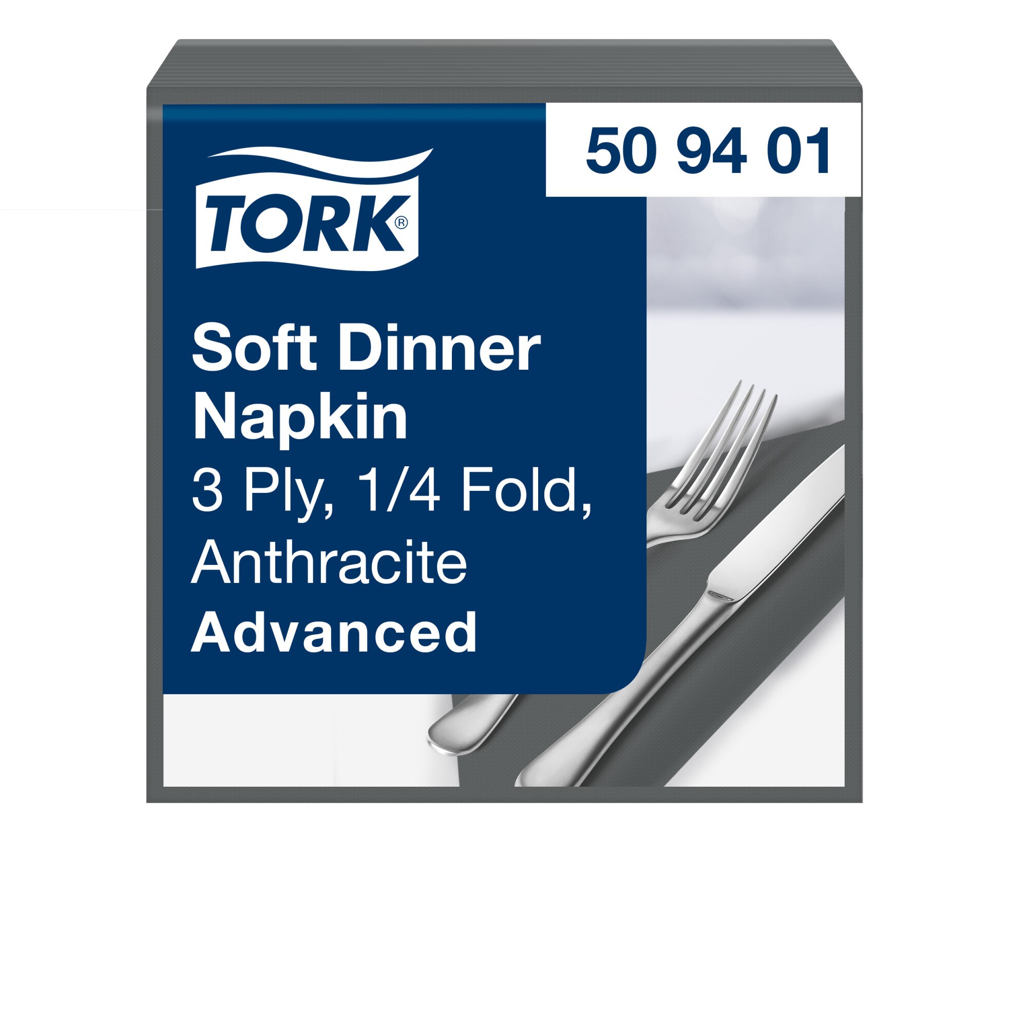 Tork Advanced Servietten 39 x 39 cm, 3-lagig, 1/4-Falzung, anthrazit