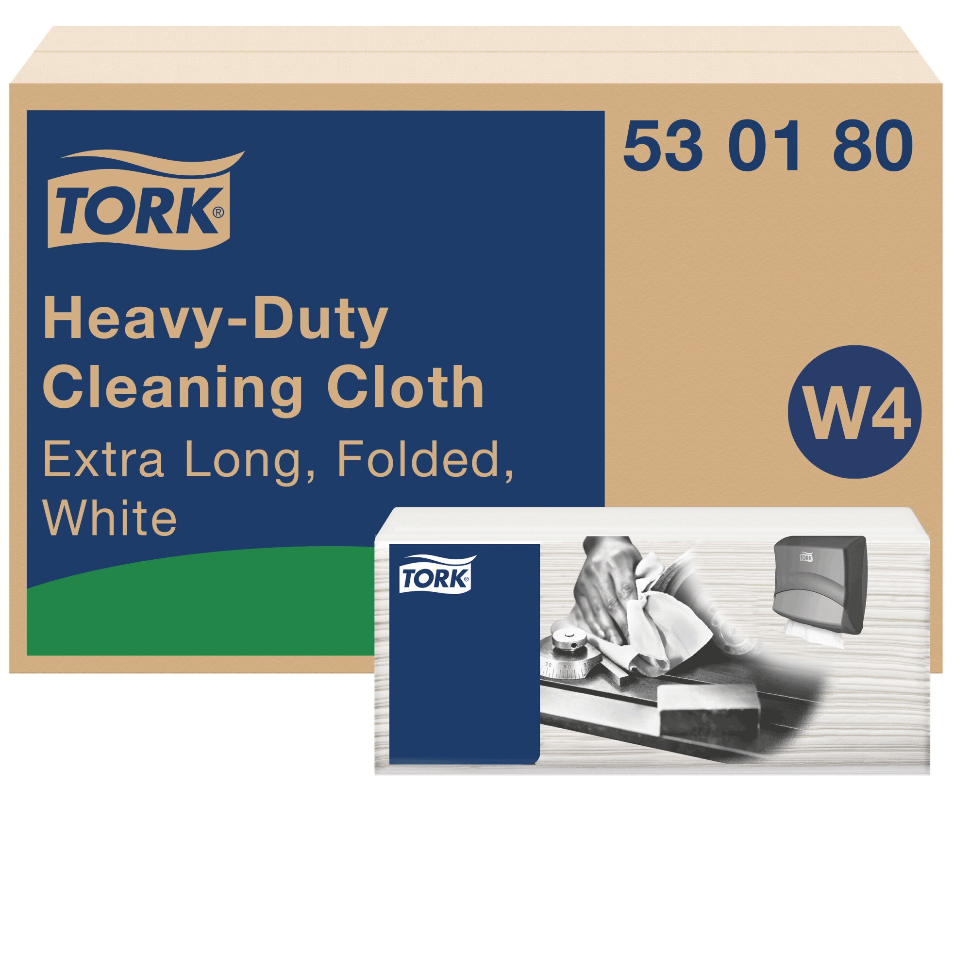 Tork Premium extra starke Reinigungstücher 530 – Einzeltücher Top Pack – W4 System, weiss