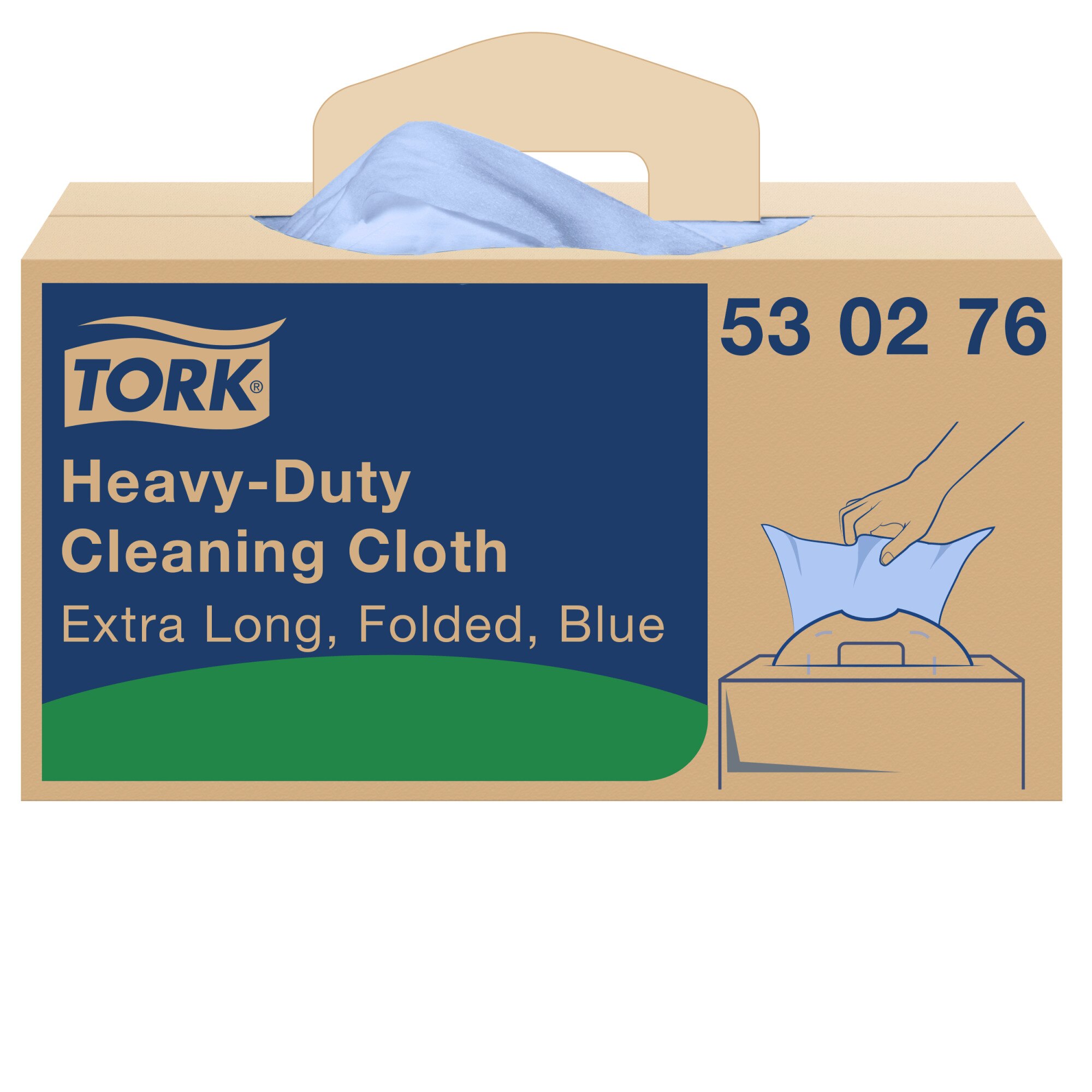 Tork Premium extra starke Reinigungstücher 530 – Einzeltücher Handy Box – W7 System, blau