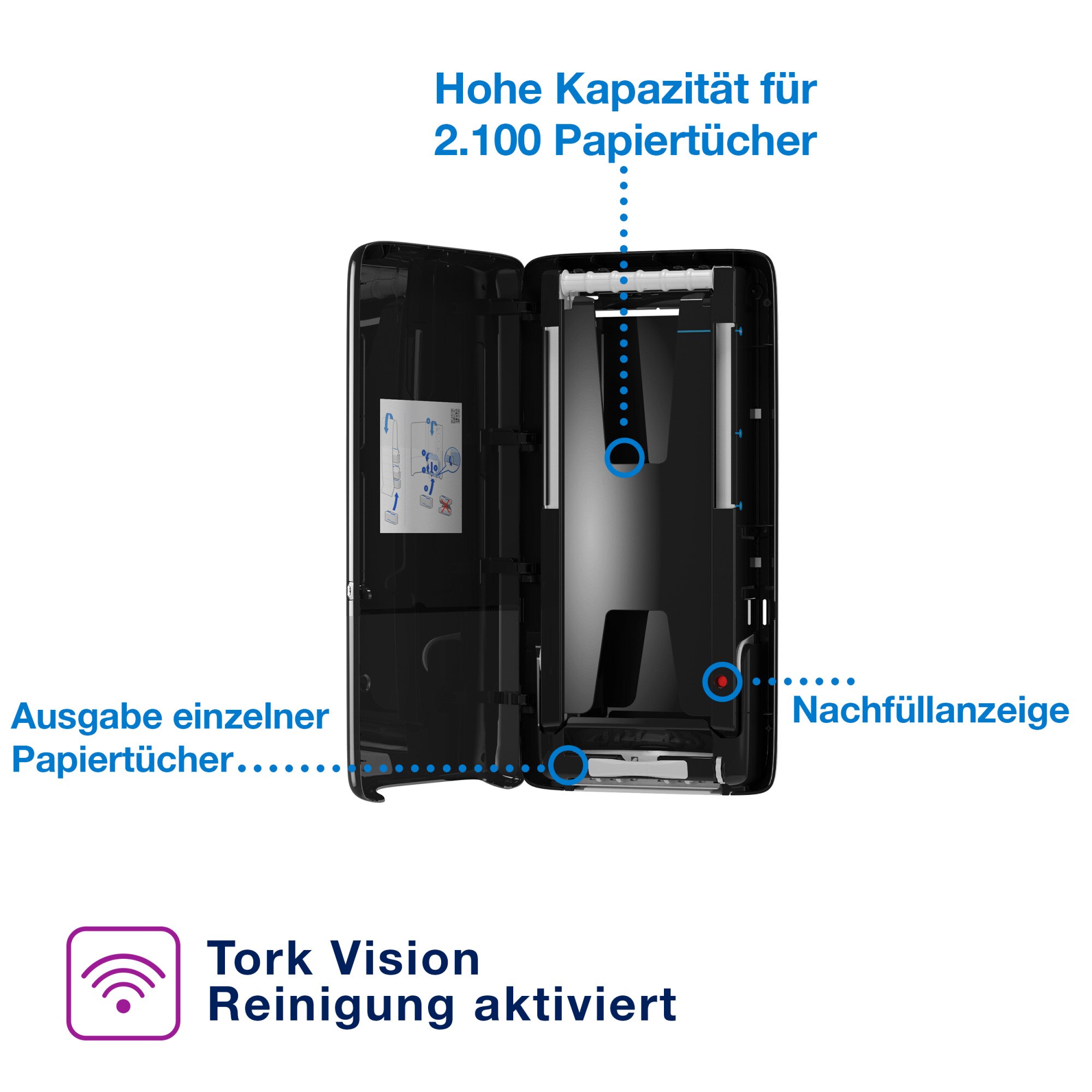 Tork PeakServe® Spender für Endlos™-Papierhandtücher Schwarz H5